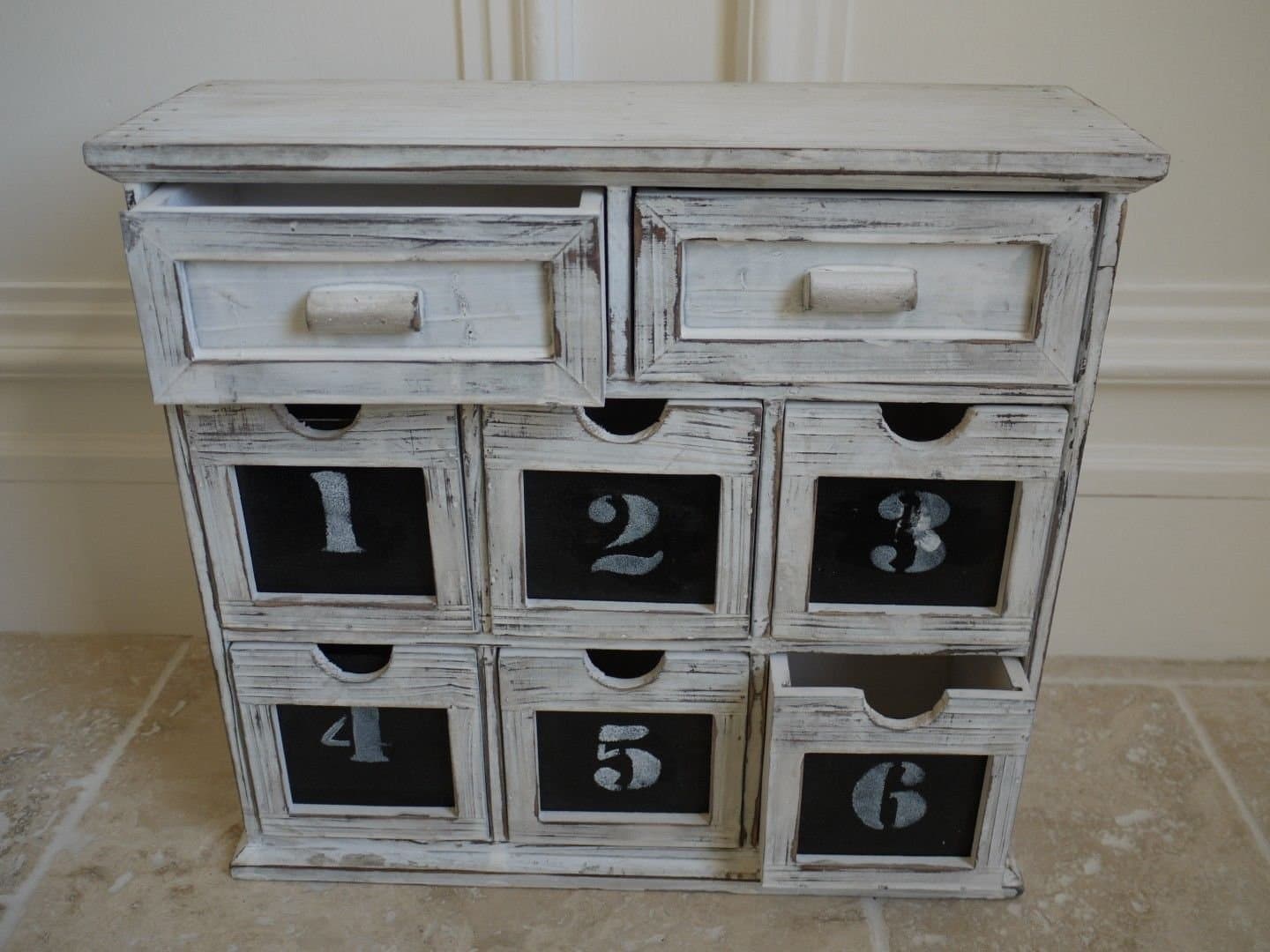 French Vintage Shabby Chic 8 Drawer Cabinet Storage Box Unit Apothecary Chest
