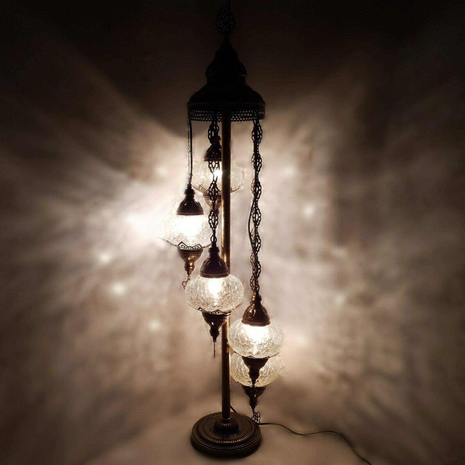 World Home Living Turkish Moroccan Tiffany Style Glass Mosaic Floor Lamp Night Light - Ottoman X 5 Bulb Floor Lamp