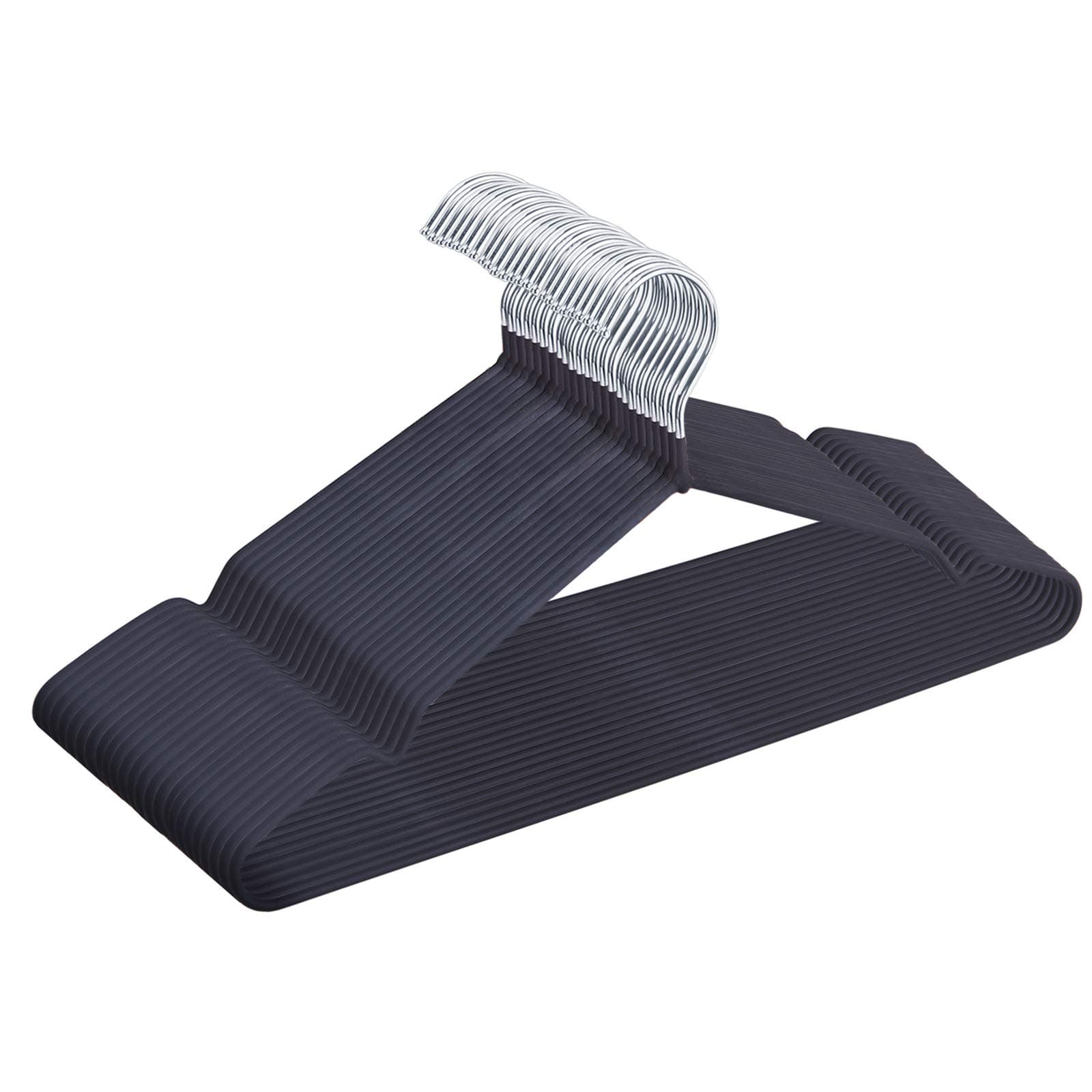 J.S Hanger Heavy Duty Metal Hanger Suit Coat Hangers Chrome and Black Friction, Set of 20