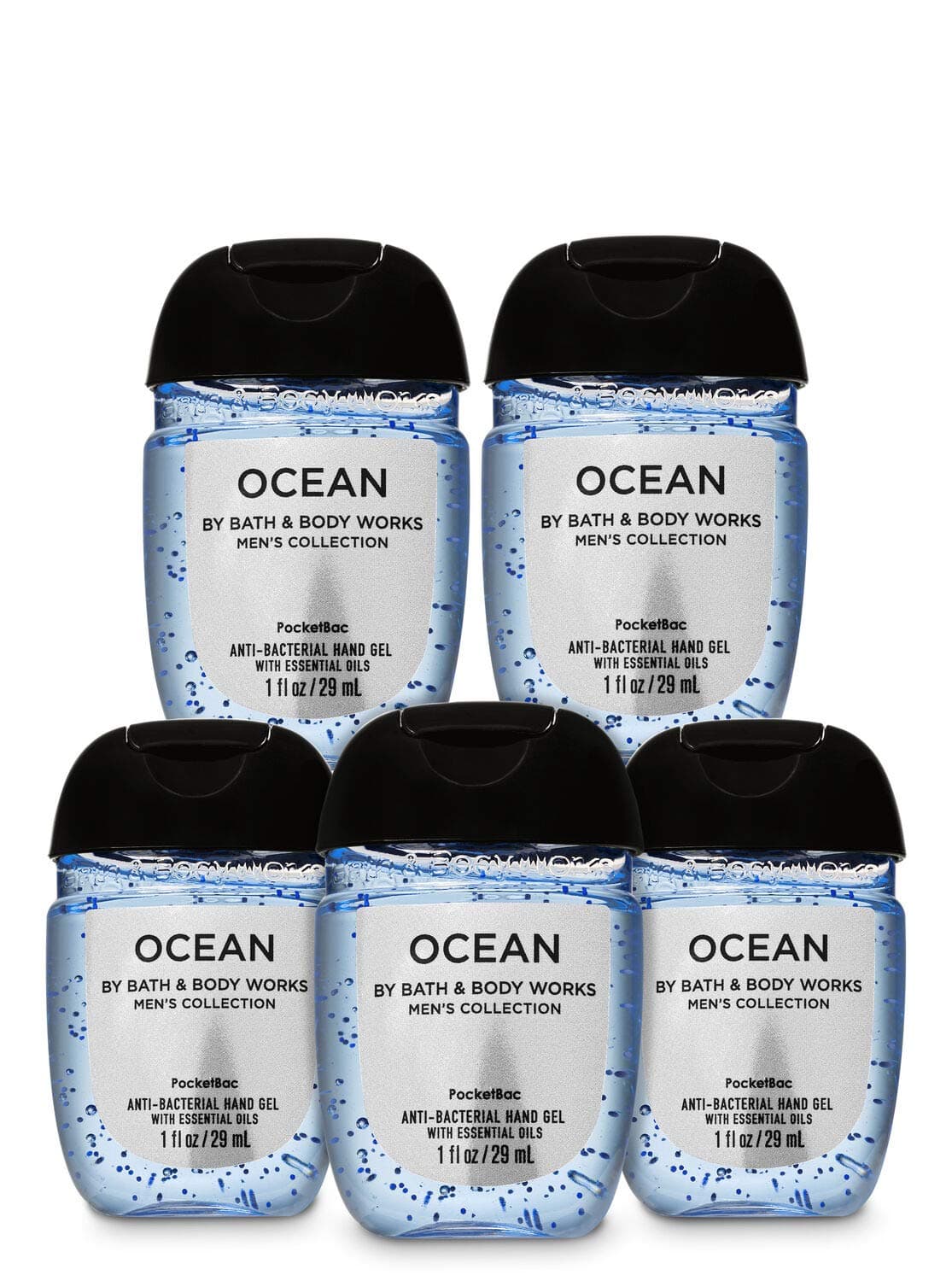 Bath & Body Works PocketBac Hand Sanitizer Gel Ocean For Men 5pc Bundle