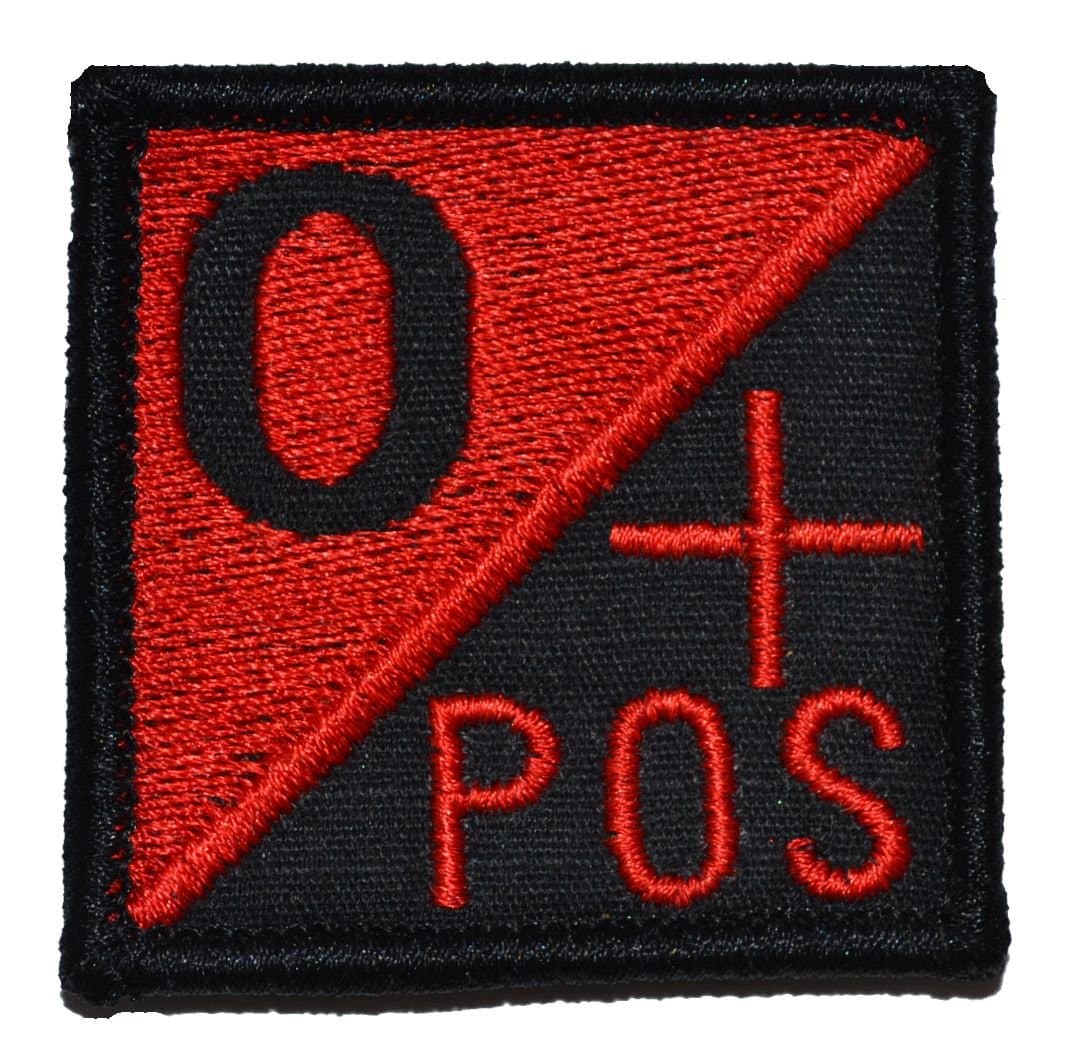 O Positive Blood Type Solid Style 2x2 inch Patch - Black with Red