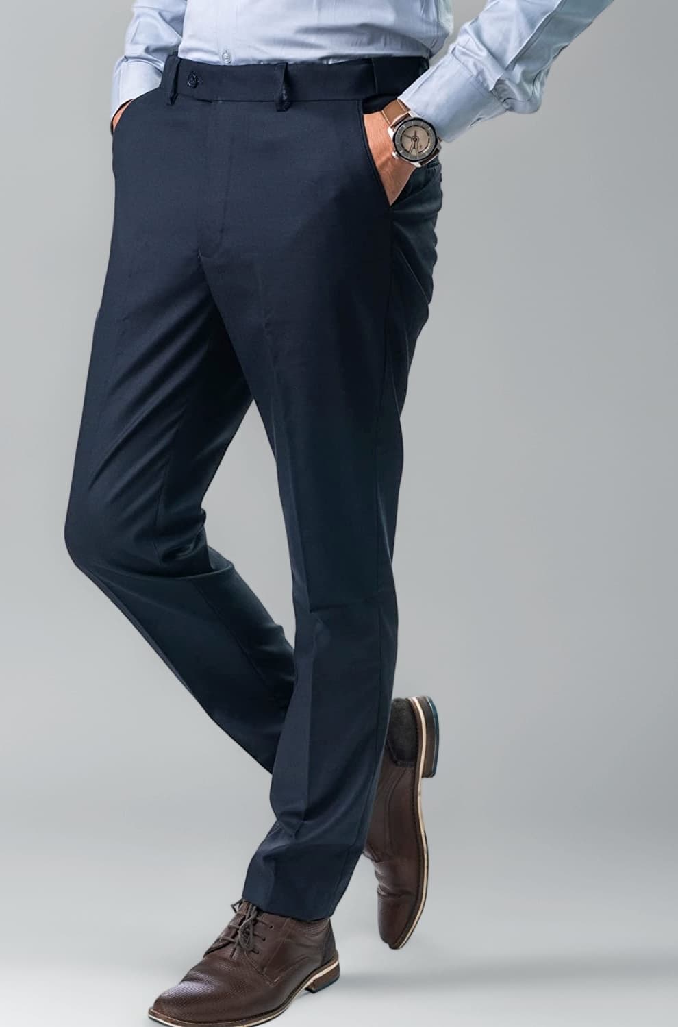 Formal Pant with Expandable Waist for Men. Regular Fit, Flat Front, Premium Lycra Fabric for Office, Party and Casual Wear