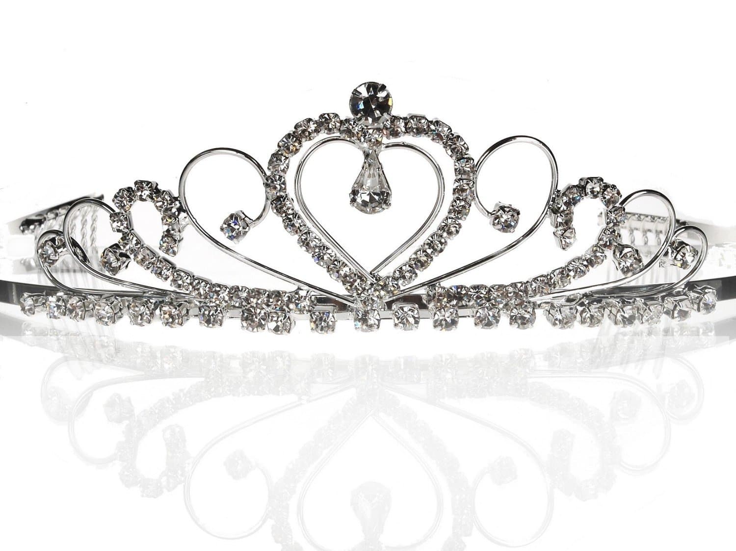Princess Lea - Elegant Bridal Wedding Tiara Crown With Crystal Heart