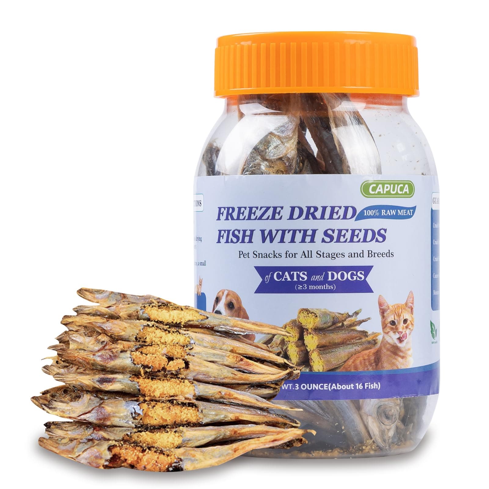 Freeze Dried Capelin Training Treats for Dogs & Cats – Single Ingredient, High Protein Snacks, Rich in Omega-3 for Skin Coat Health, Grain Free (3oz)