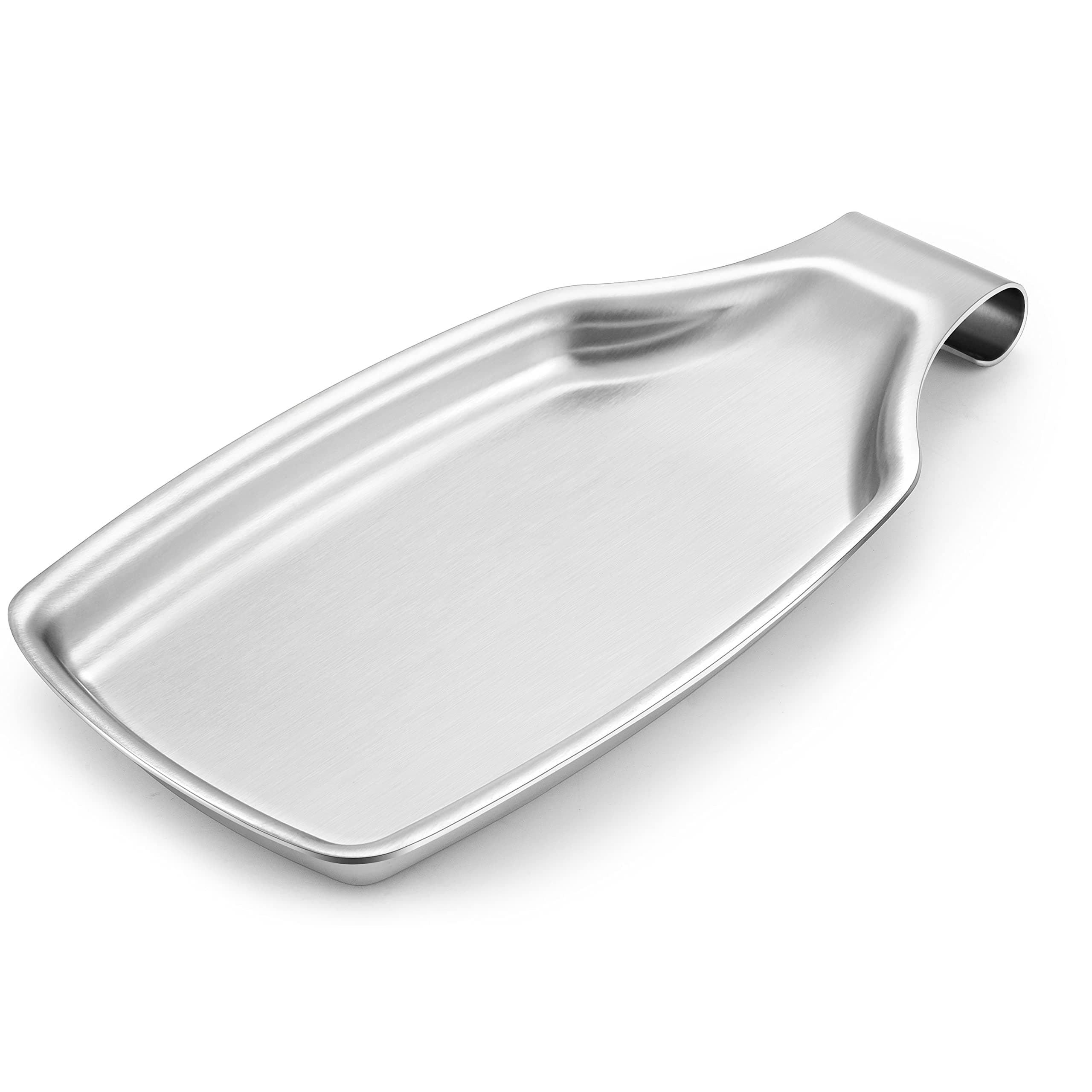 Stainless Steel Spoon Rest Tray For Kitchen, , Large Cooking Utensil Spatula Ladle Holder With Square Bottom, Kitchen Accessories Countertop, Heavy Duty