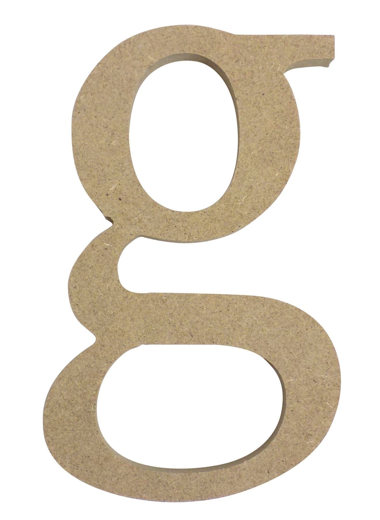 BEIGE LOWER CASE LETTER 'g' WOODEN MDF H13CM X W8CM X D2CM