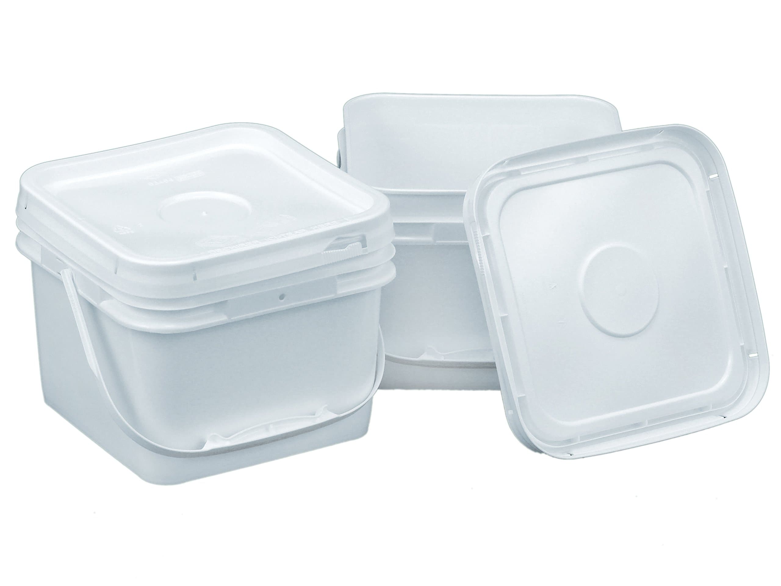 Square 68 mil Bucket Kit, Two 2-Gallon Buckets with White Snap-on Lids