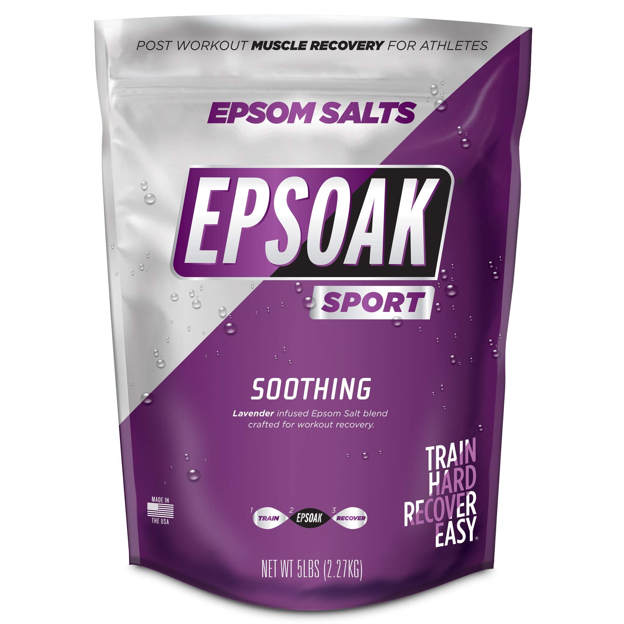 SPORT Epsom Salt for Athletes - 5 lbs. SOOTHING. All-natural, therapeutic soak with Lavender Essential Oil
