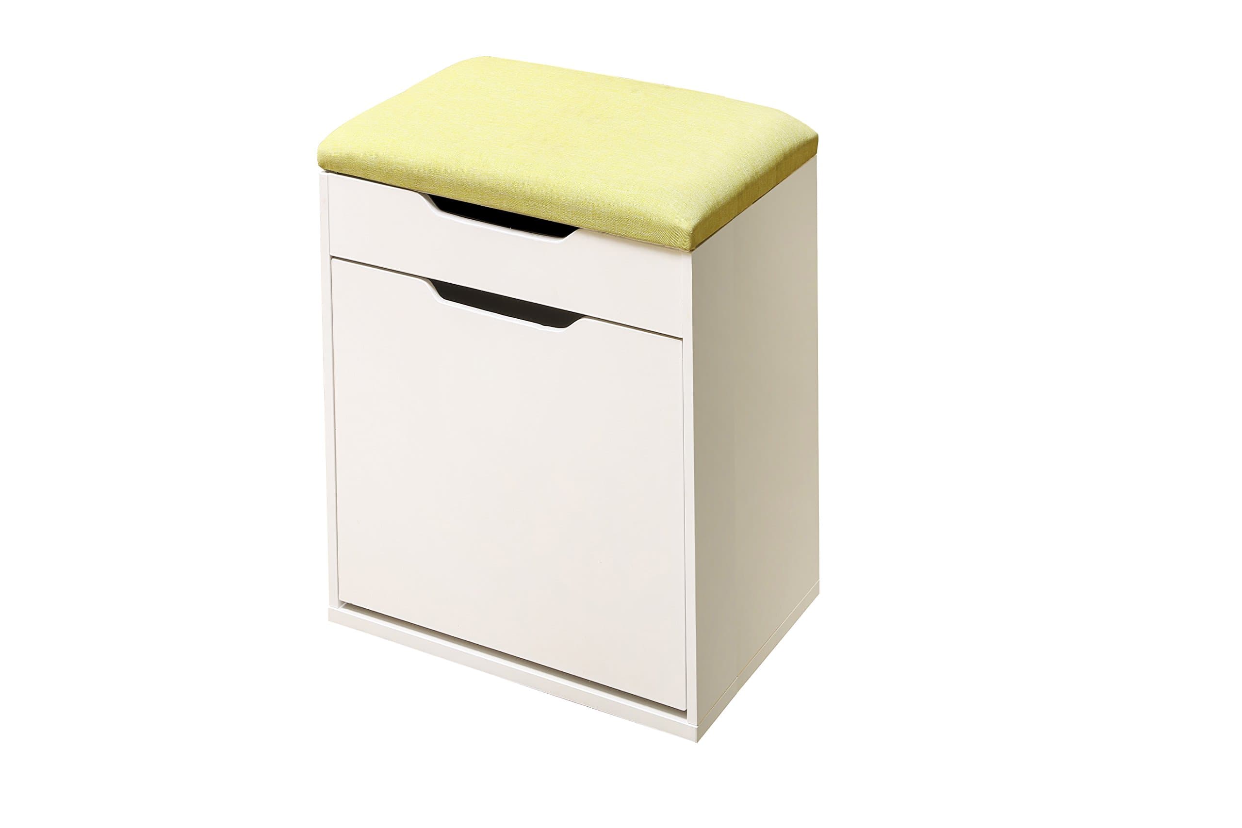 WEIJU FMJ-FXT 40CM 2 Tier Storage Shoe Cabinet, Narrow Shoe Bench with Cushion and Seat, Large Wooden Prime Shoes Rack for Living Room,Hallway,Entrance ,ect. (40cmx29cmx50.5cm, Green)