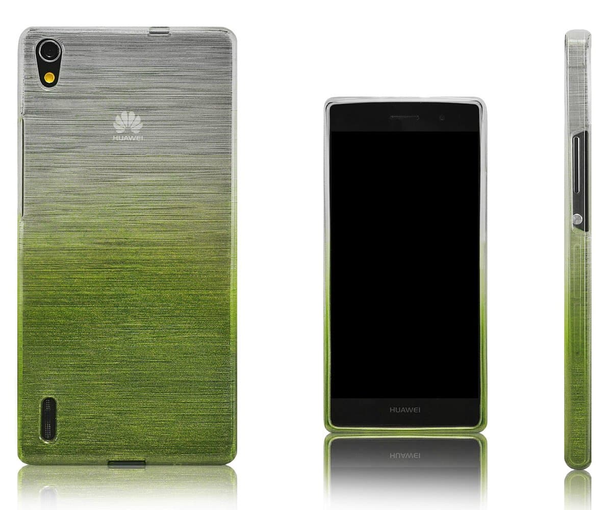 Xcessor Transition Flexible TPU Case with Gradient Silk Thread Texture for Huawei Ascend P7 - Transparent/Green