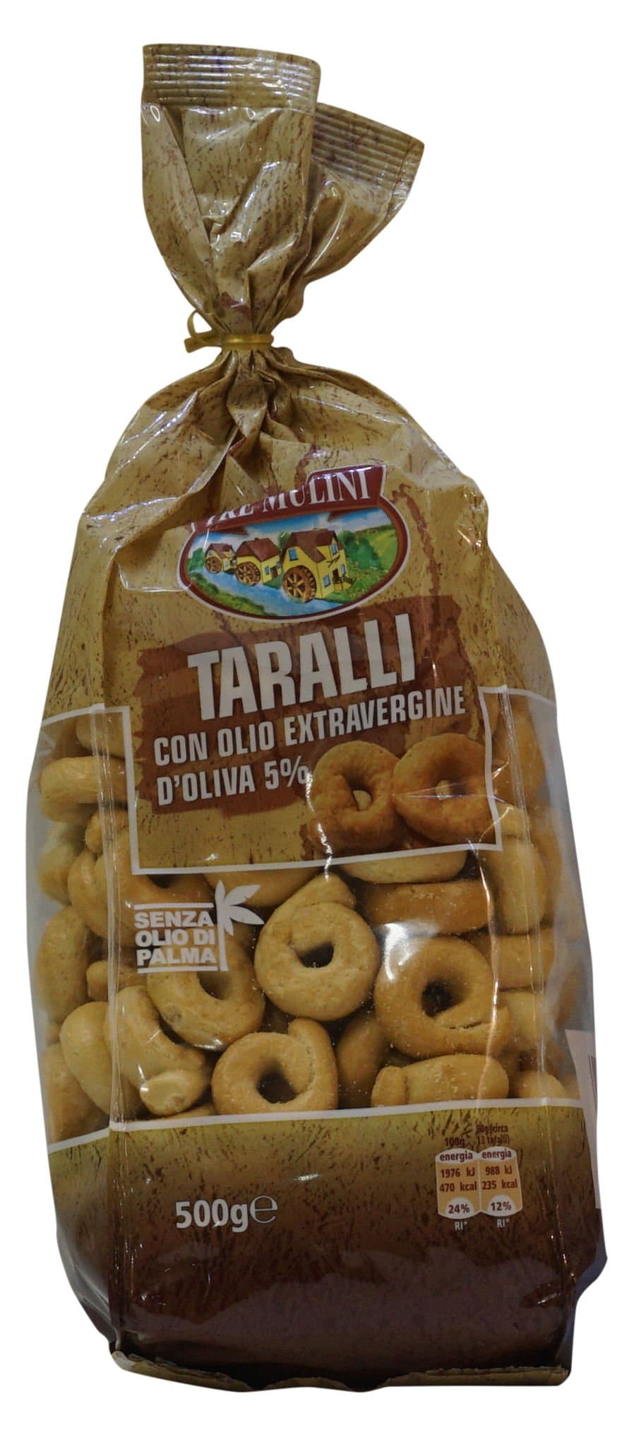 Tre Mulini: Italian Taralli 17.6 Ounce (500gr) Packages (Pack of 2) [ Italian Import ]