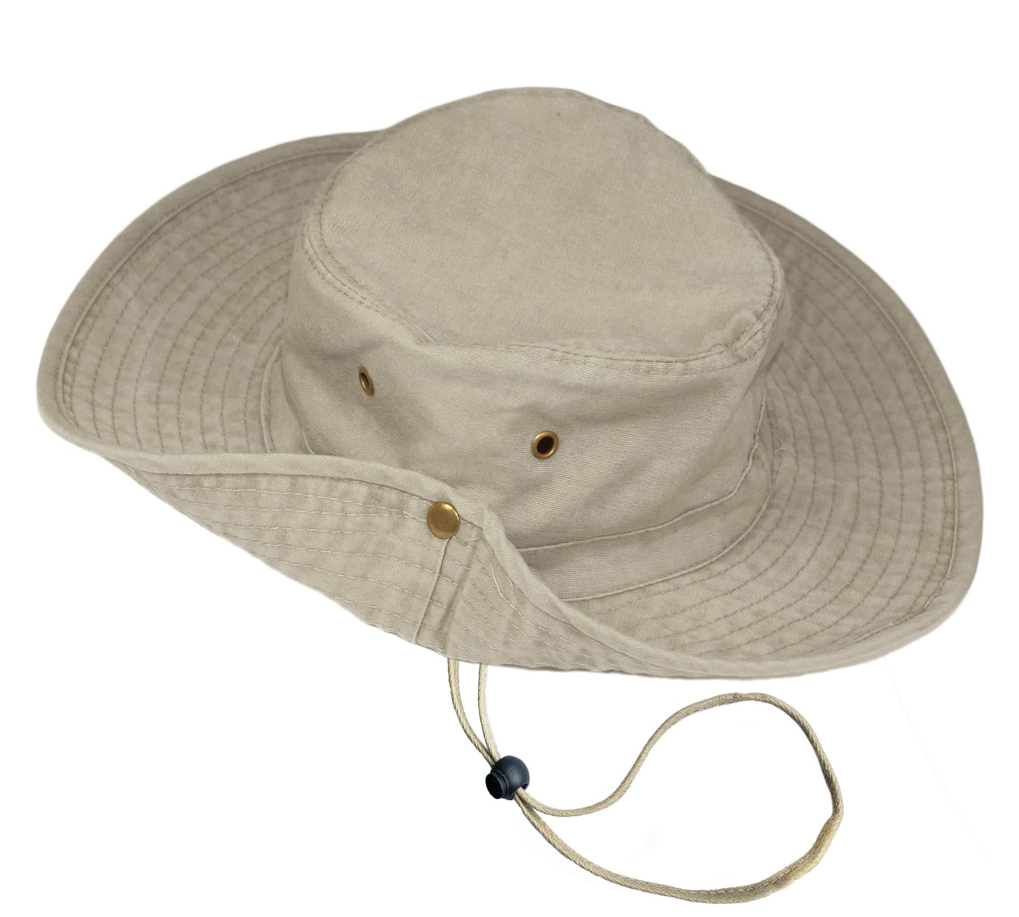 UPF 50 + Boys Kids Safari Outback Australian Style Cotton Bush Sun Protection Hat with Wide Brim, Detachable Chin Strap, Side Press Studs and Air Vents