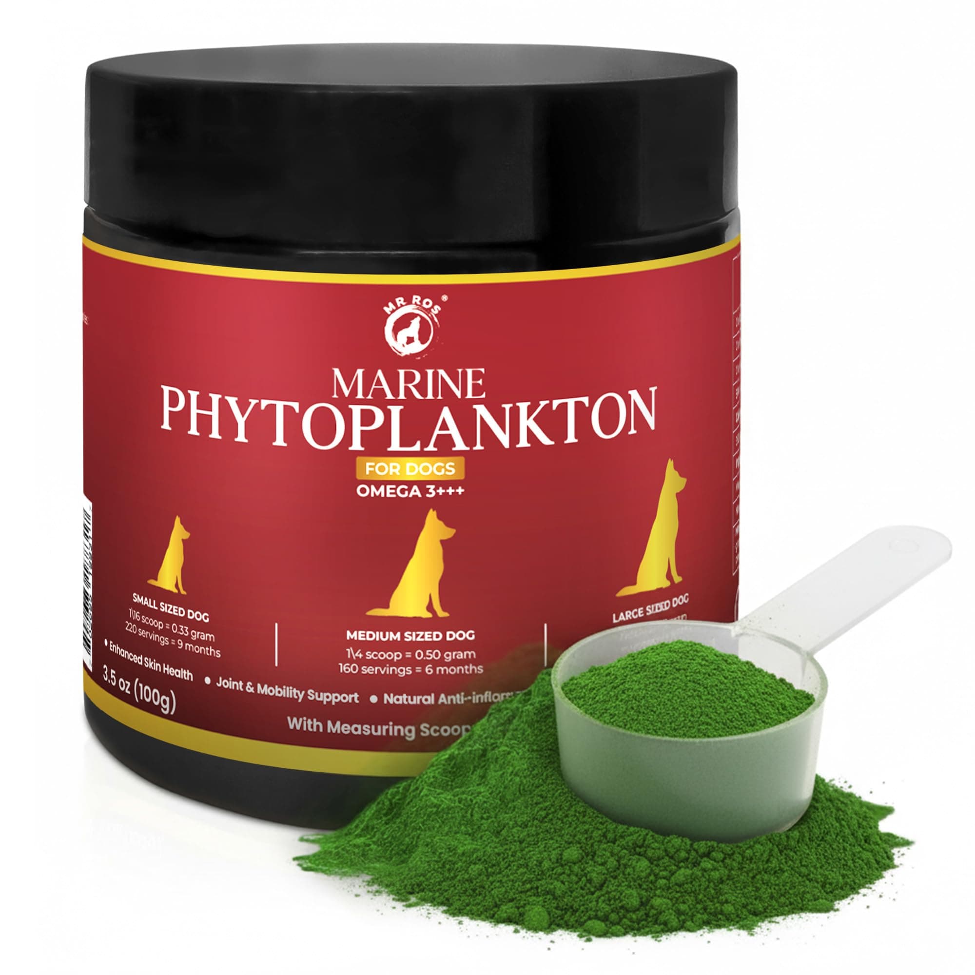 Marine Phytoplankton for Dogs – Strength, Growth & Calm Energy Support – Puppy Development, Muscle Recovery & Vitality for All Breeds – Pure Microalgae Powder (3.5 oz / 100 g)