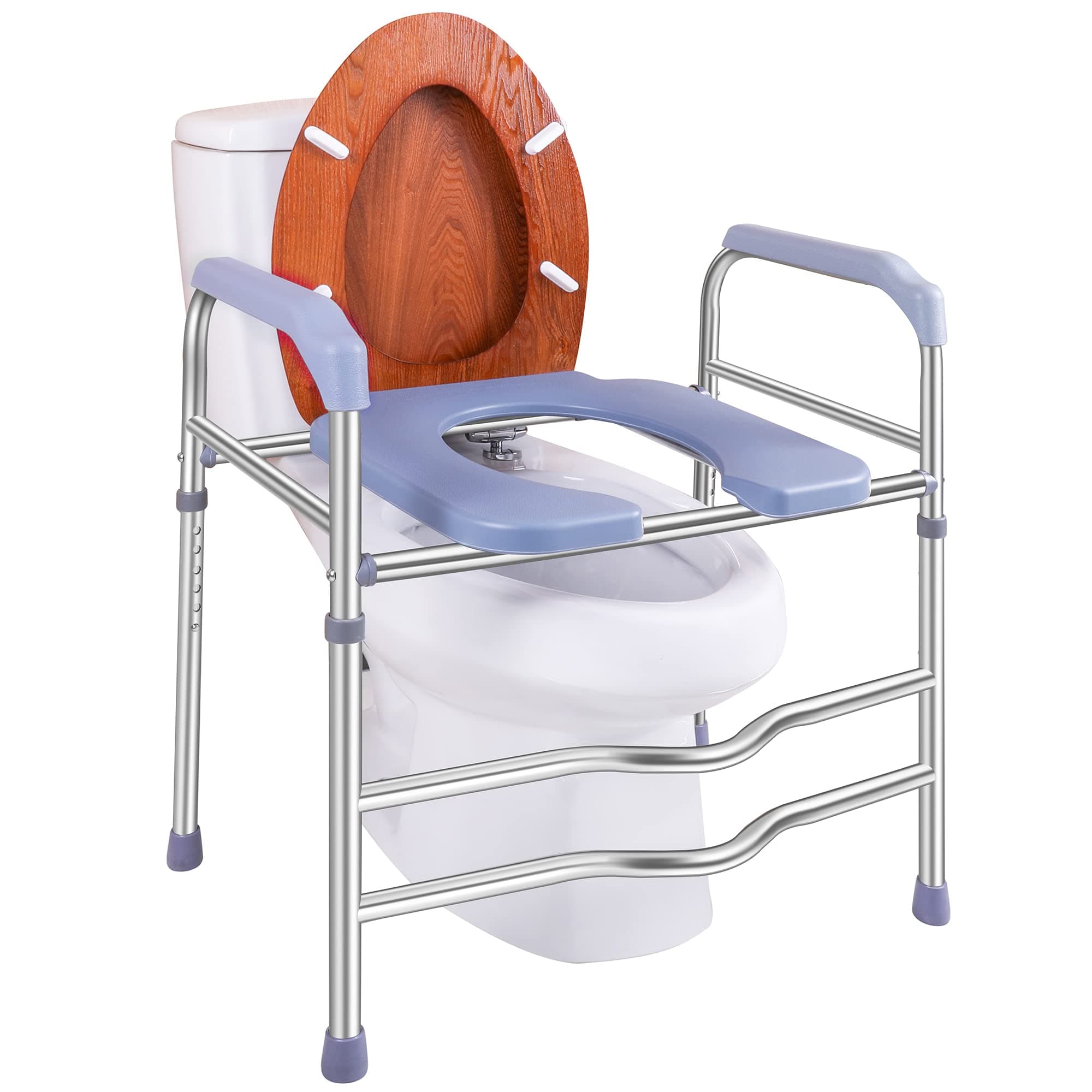 Raised Toilet Seat with Handles, Toilet Seat Riser for Seniors with Adjustable Height, up to 400lbs, Raised Toilet Seat for Elderly, Pregnant and Handicap, Fit Any Toilet, FSA/HAS Eligible