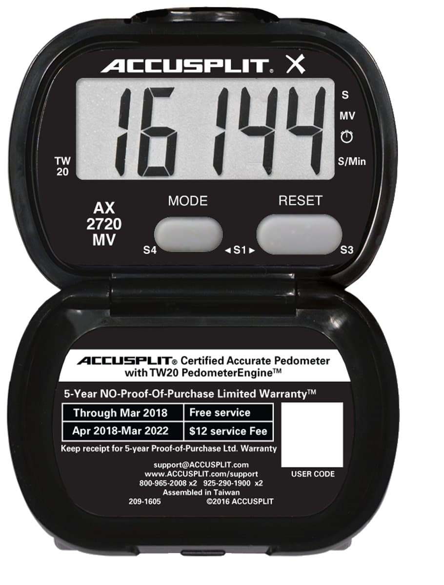 ACCUSPLITAccelerometer Activity Tracker Pedometer with MVPA, Black