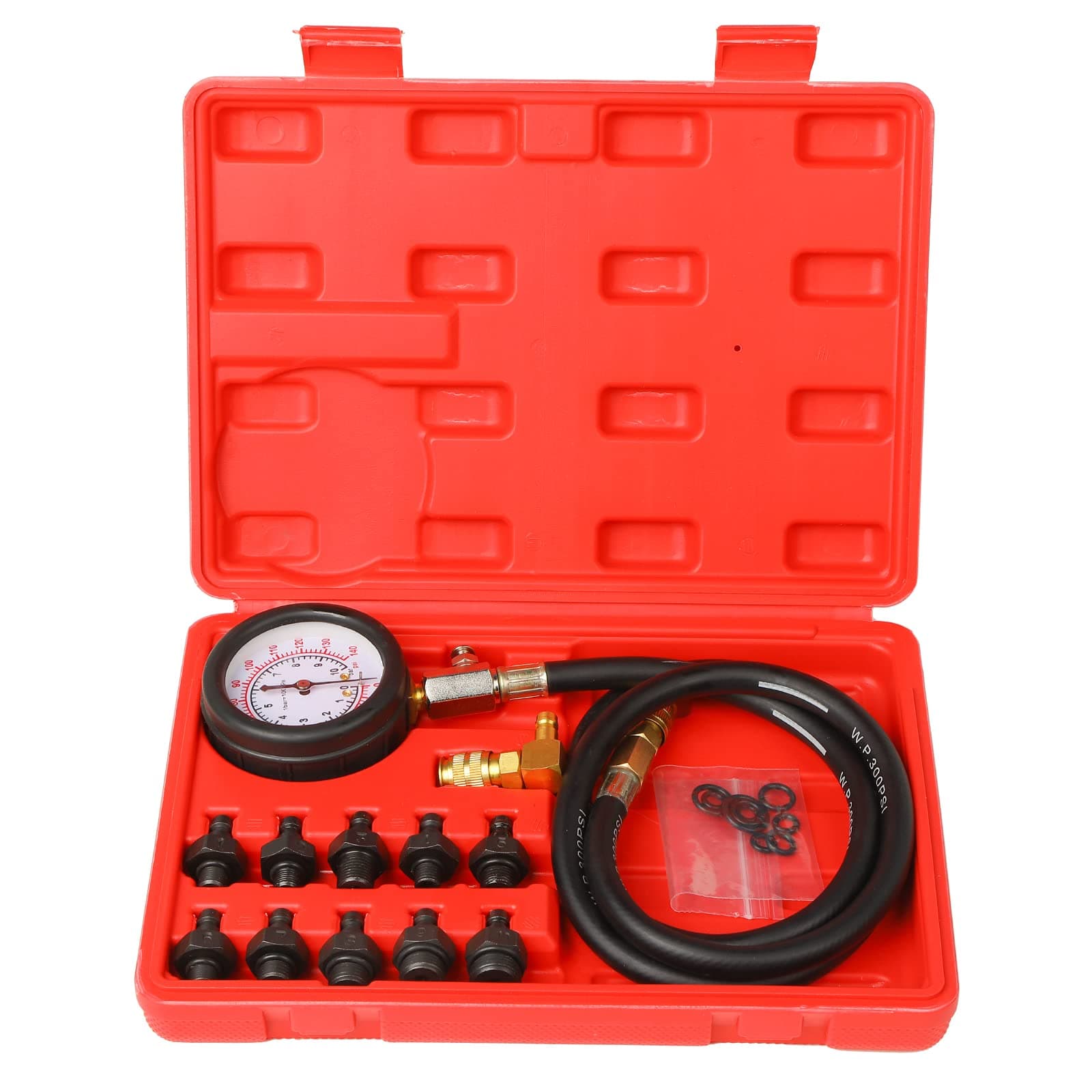 - Oil Pressure Tester Tool, Oil Pressure Gauge kit, 0-140 PSI Pressure Test Diagnostic Tools, Engine Oil Pressure Tester Tool kit, for car Truck (red)
