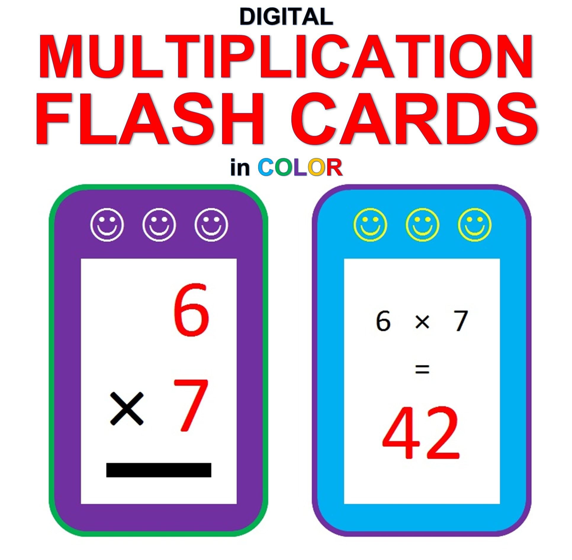 Digital Multiplication Flash Cards in Color (Ordered and Shuffled 1-9) (Memorize Arithmetic Facts Book 3)