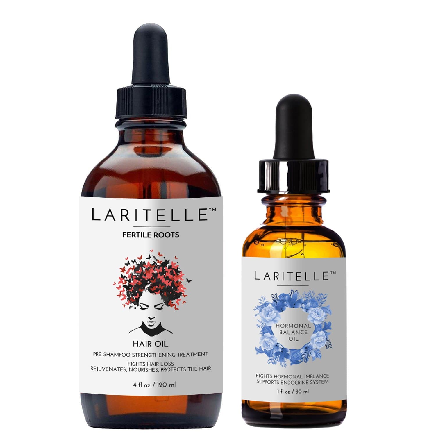 Laritelle Organic Hair Growth Complex | Hair Loss Treatment 4 oz + Hormonal Balance & Thyroid Support Treatment 1 oz | Balances Hormones, Nourishes Hair Follicles, Promotes New Hair Growth | GMO-free