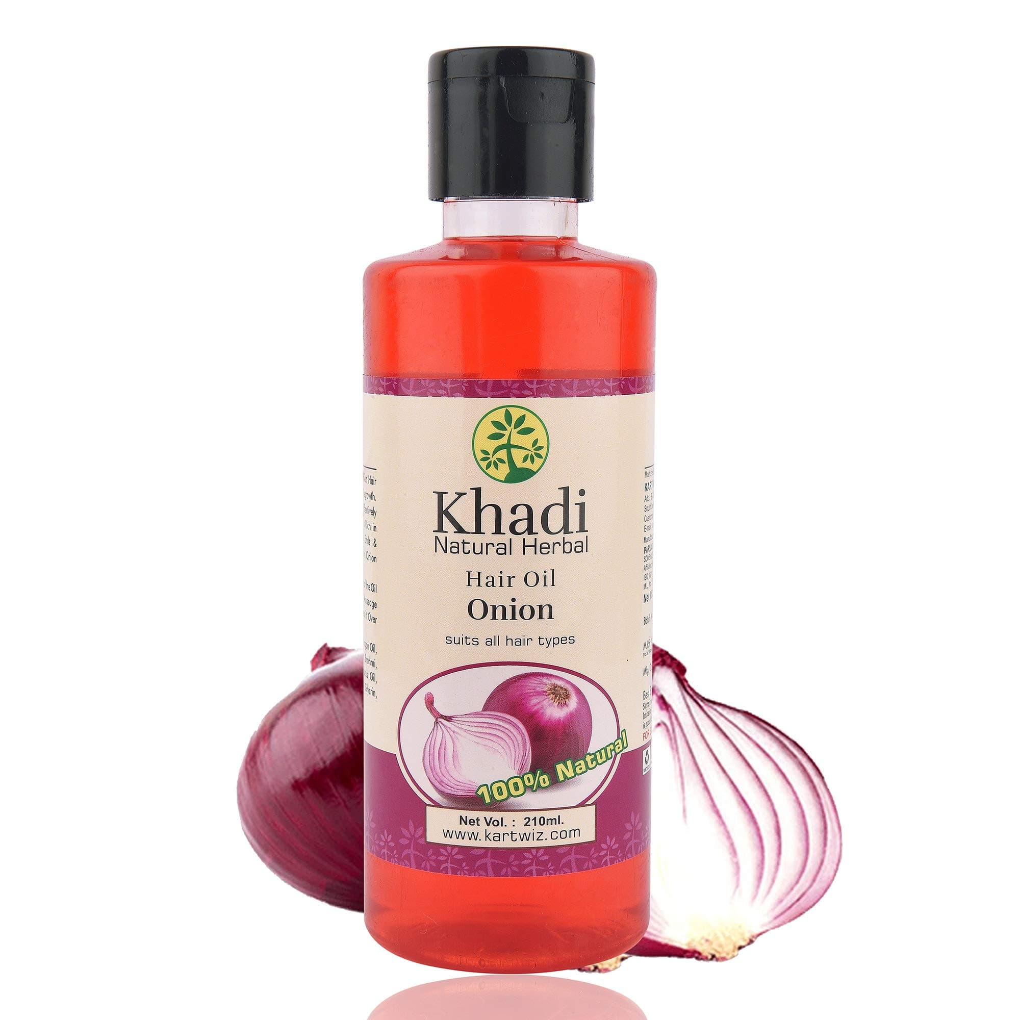 Khadi Natural Herbal Onion Hair Oil For Hair Growth With Argan, Sank Pushpi, Brahmi & Coconut 210ML-Pack of 1
