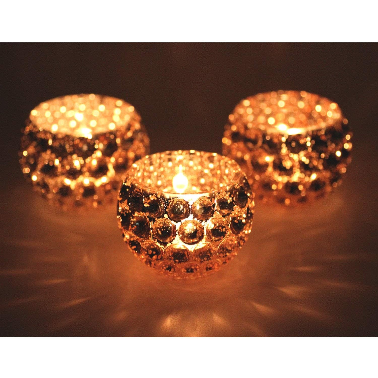 Tea Light Holders Glass Vintage Mercury Candle Holder Set of 6 Gold Ideal for Bridal Weddings Parties Special Events Spa Aromatherapy