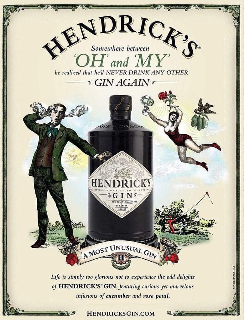 Novelty Retro Vintage Wall tin Plaque 20x15cm - Ideal for Pub shed Bar Office Man Cave Home Bedroom Dining Room Kitchen Gift - Hendricks GIN Tonic Drink Metal Sign