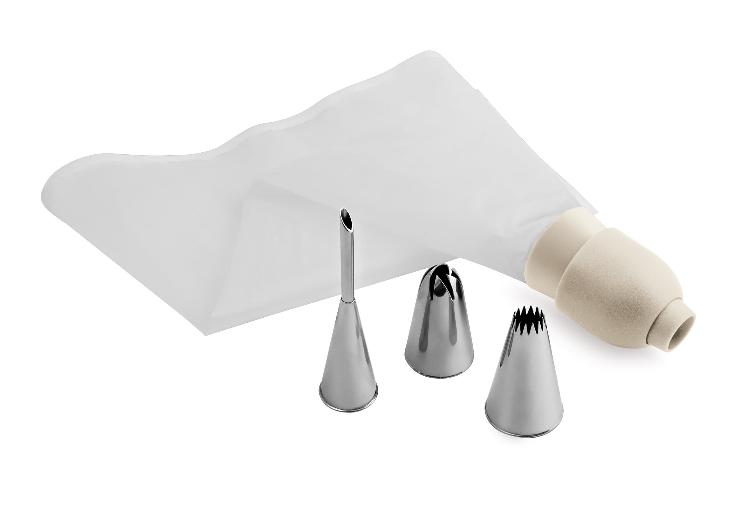 GP&Me Professional Pastry Bag with 3 Stainless Steel Nozzles, White, 30 x 30 x 30 cm