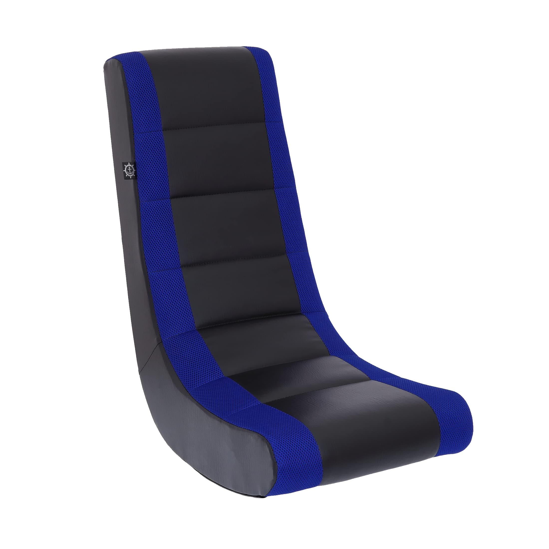 The Crew Furniture Classic Video Rocker Gaming Chair, for Kids and Teens, PU Faux Leather & Polyester Mesh, Black/Blue
