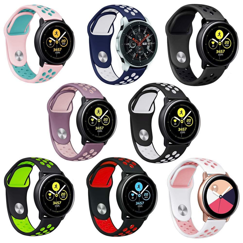 Seinit Soft Silicone Sport Band 20mm Replacement Strap Compatible with Samsung Galaxy Watch (42mm), Galaxy Watch Active2/Active (44mm/40mm) Smart Watch, 8-Pack