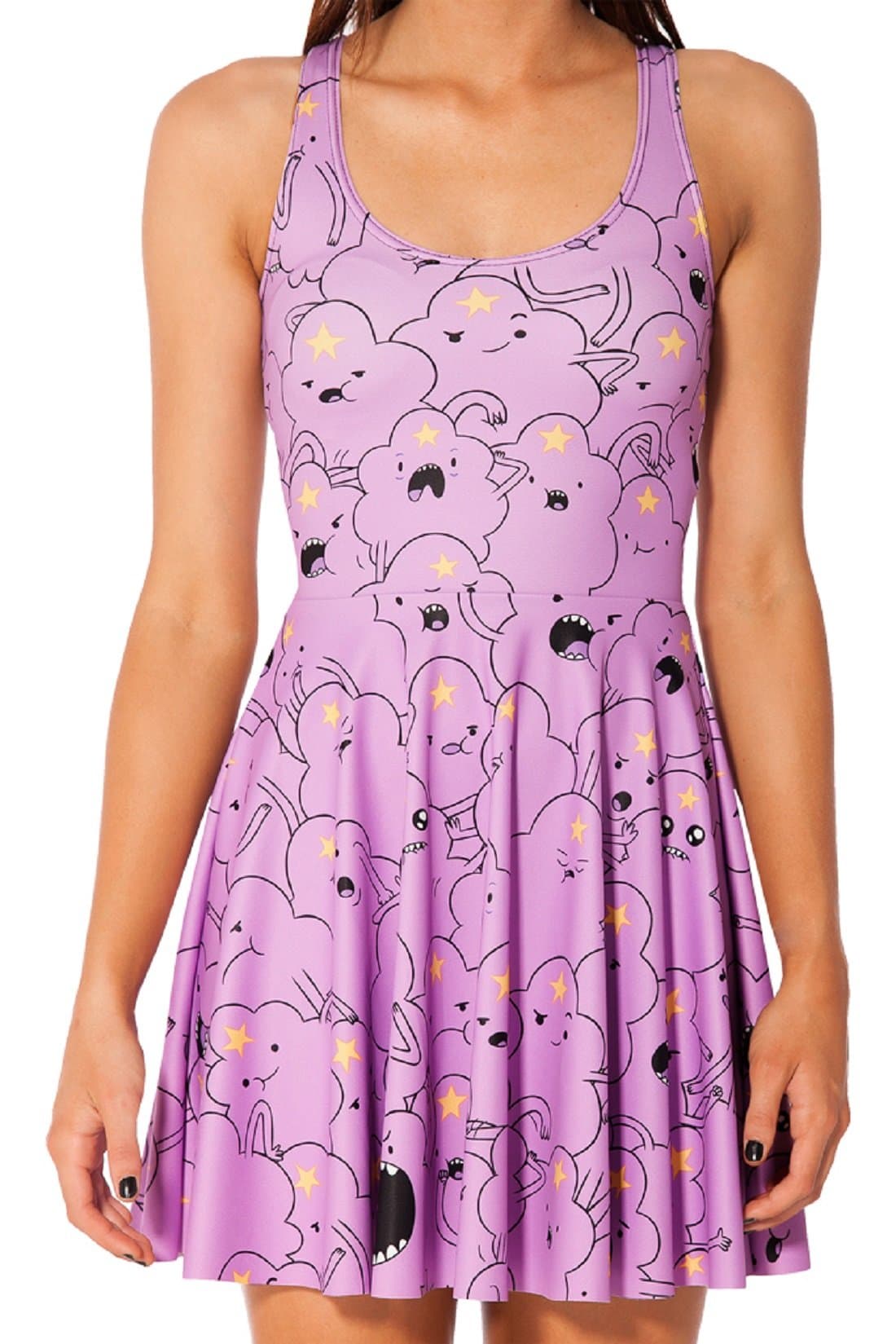 Zhengjia Women Black Milk Skater Dress Lumpy Space Princess Print Dress L