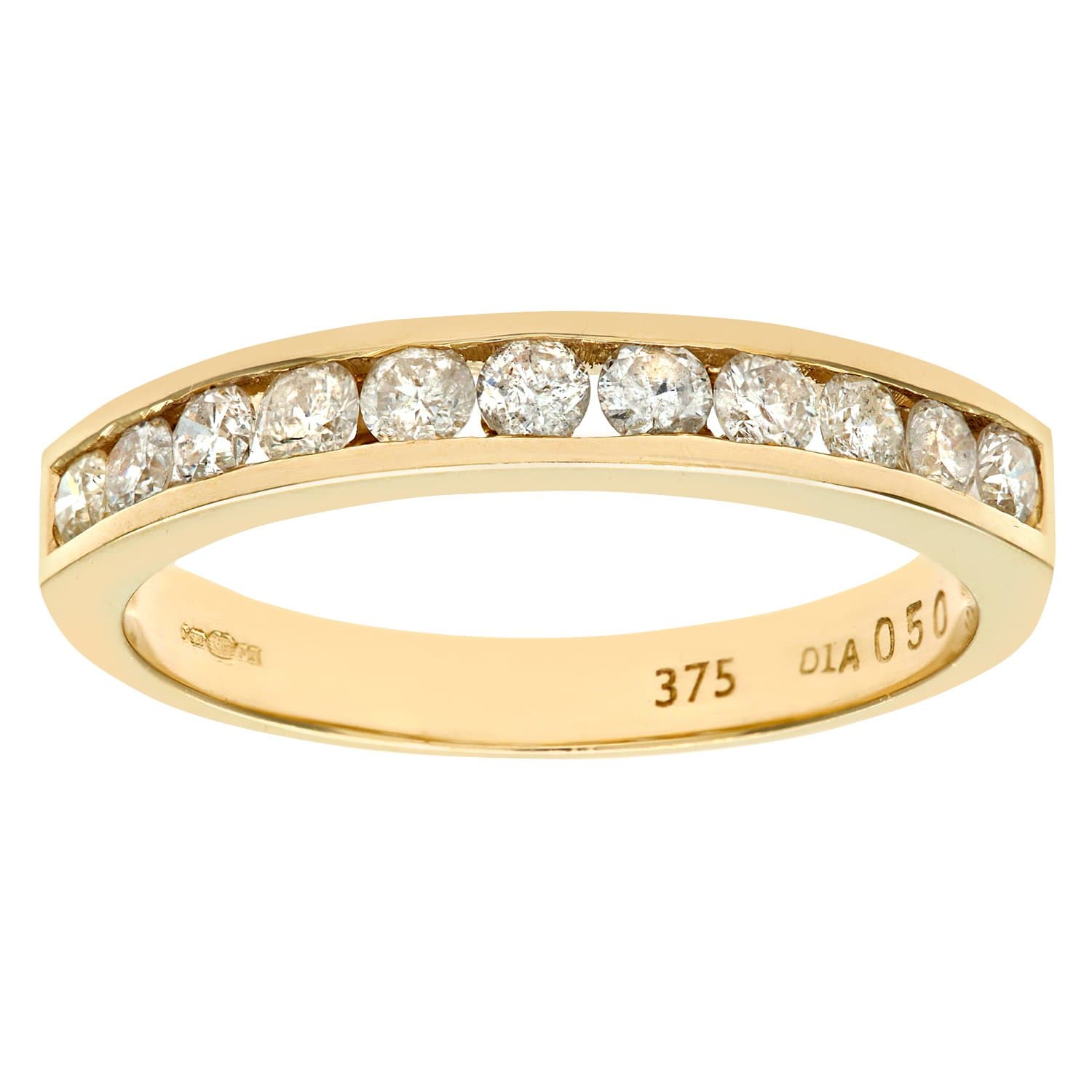 9ct Yellow Gold Diamond Channel Set Eternity Ring