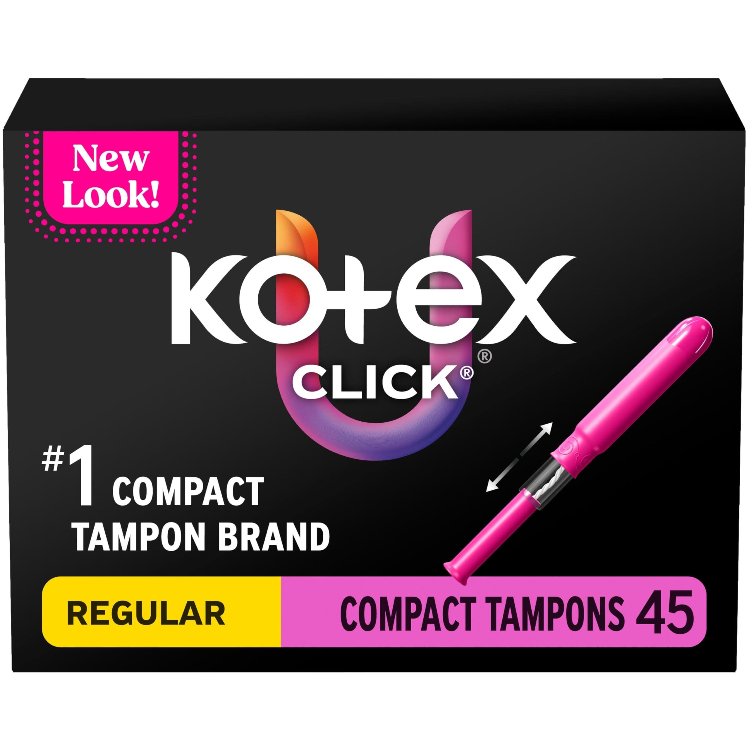 U by Kotex Tampons, Click Compact, Regular Absorbency, Unscented, 45 Count
