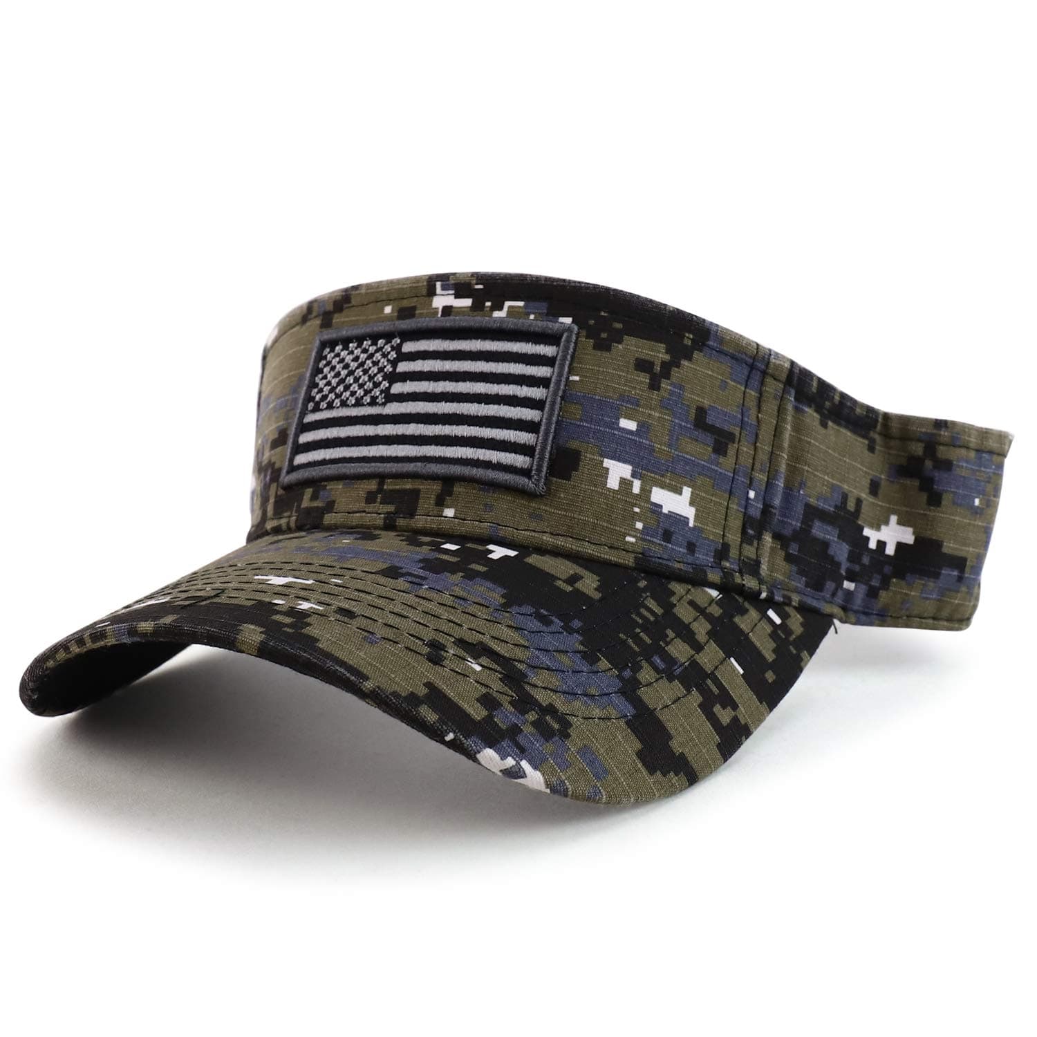 Trendy Apparel Shop USA American Flag Embroidered Polyester Summer Visor Hat