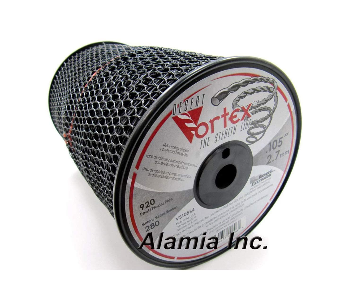 Alamia,Inc. Original Black Vortex 105 Comercial Trimmer Line 5-Lbs. Large Spool 920 Feet, Made in USA