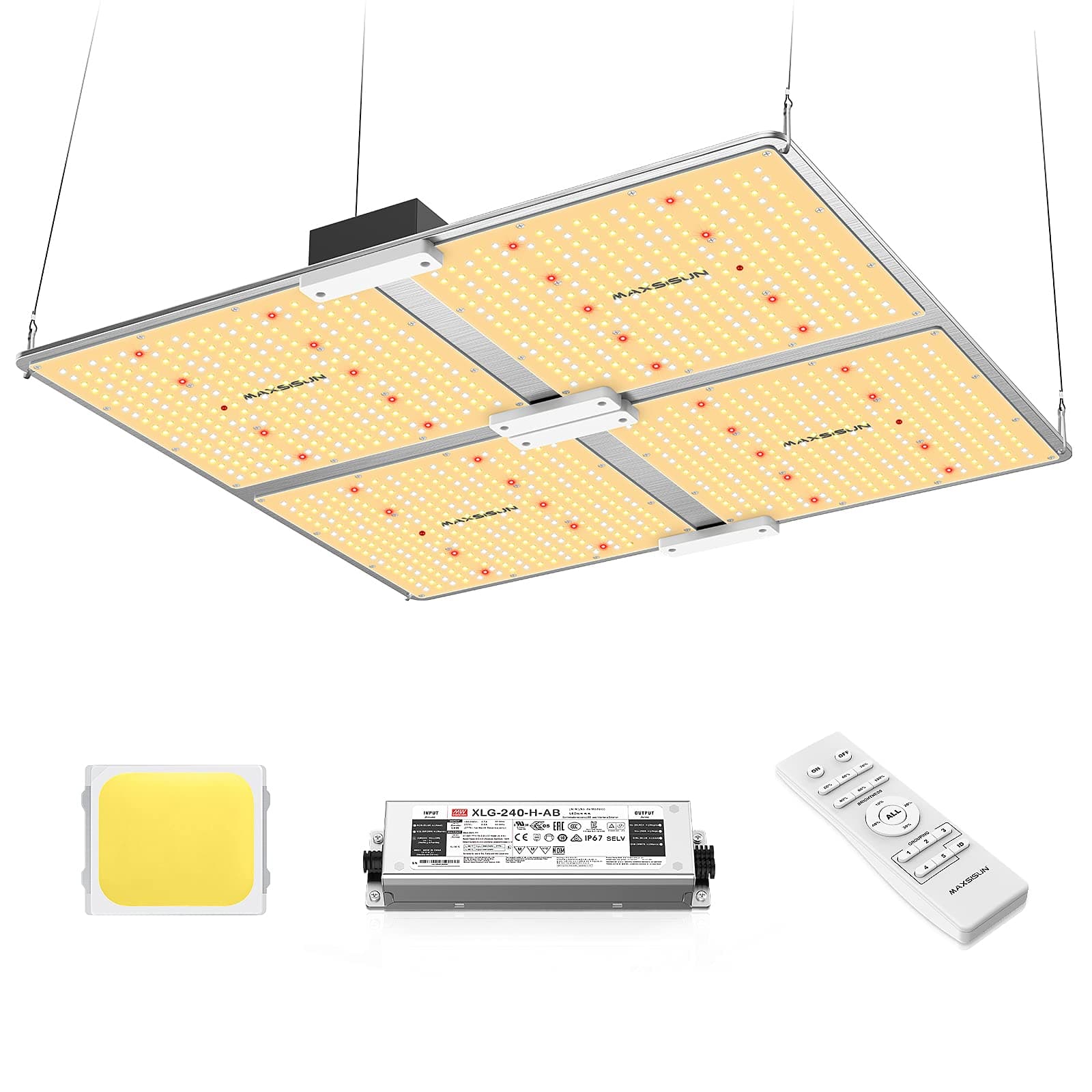 MAXSISUN PB4000 Pro Grow Light, 400W LED Grow Lights for Indoor Plants Full Spectrum Uses Samsung Diodes and Mean Well Driver Remote Control Dimmable Growing Lamps for a 4’x4’ Grow Tent Veg & Bloom