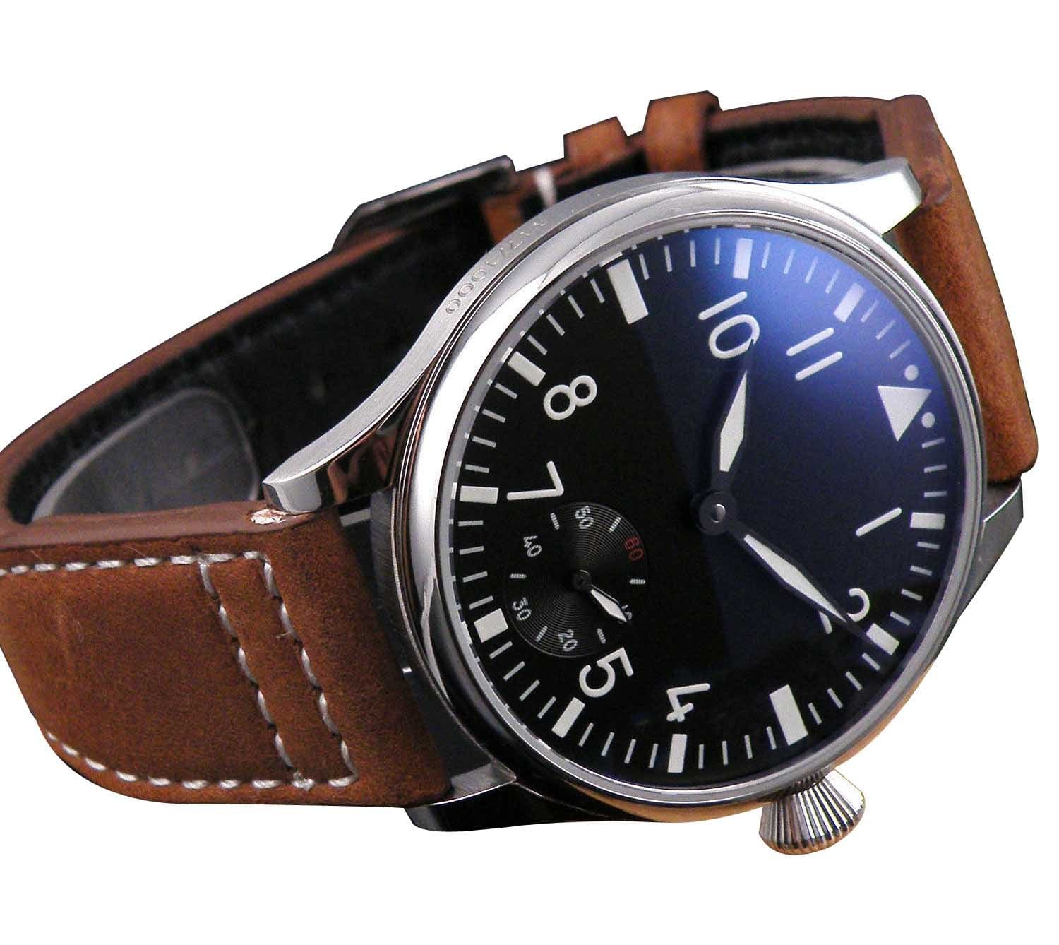 Fanmis 44mm Black Dial Luminous Gents Men's Women's Wristwatch 6498 Movement Hand-wound Mechanical