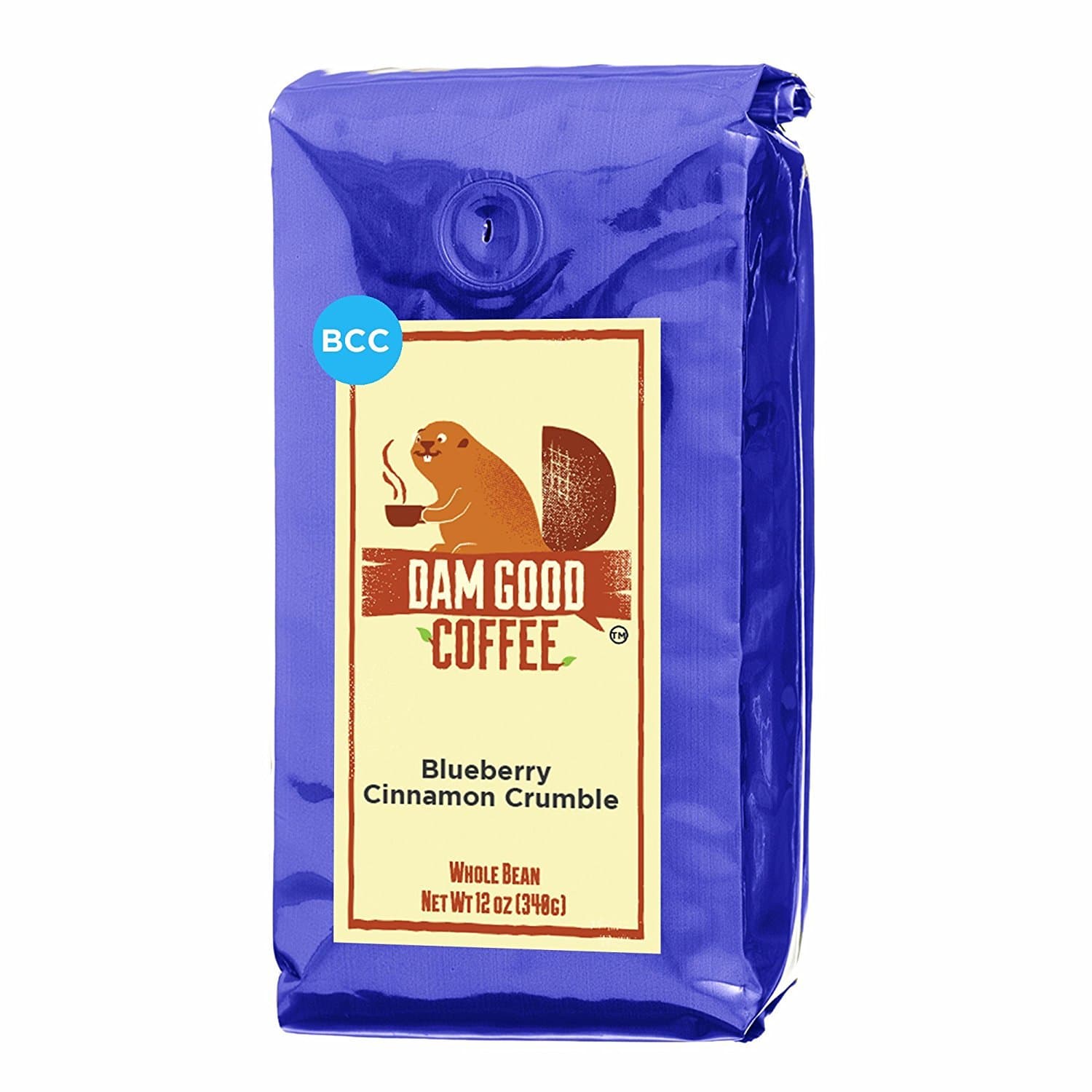 Dam Good Coffee – Blueberry Cinnamon Crumble - Whole Bean - 12 Oz - Blueberry Pie Flavor - No Sugar Added
