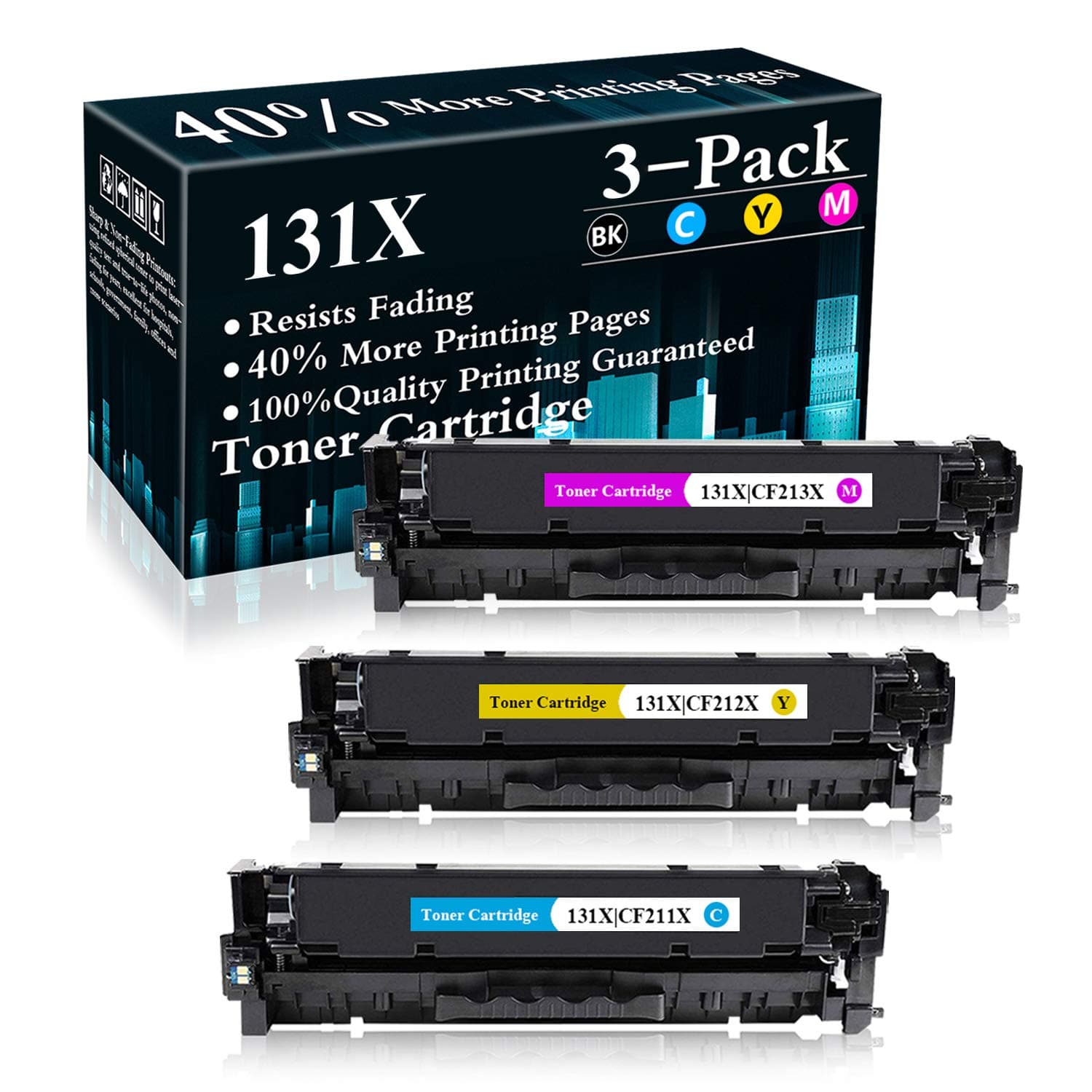 3 Pack (C/M/Y) 131X | CF211X CF212X CF213X Remanufactured Toner Cartridge Replacement for HP Color Laserjet Pro M251n(CF146A) M251nw(CF147A) M276n(CF144A) M276nw(CF145A) Printer,Sold by TopInk