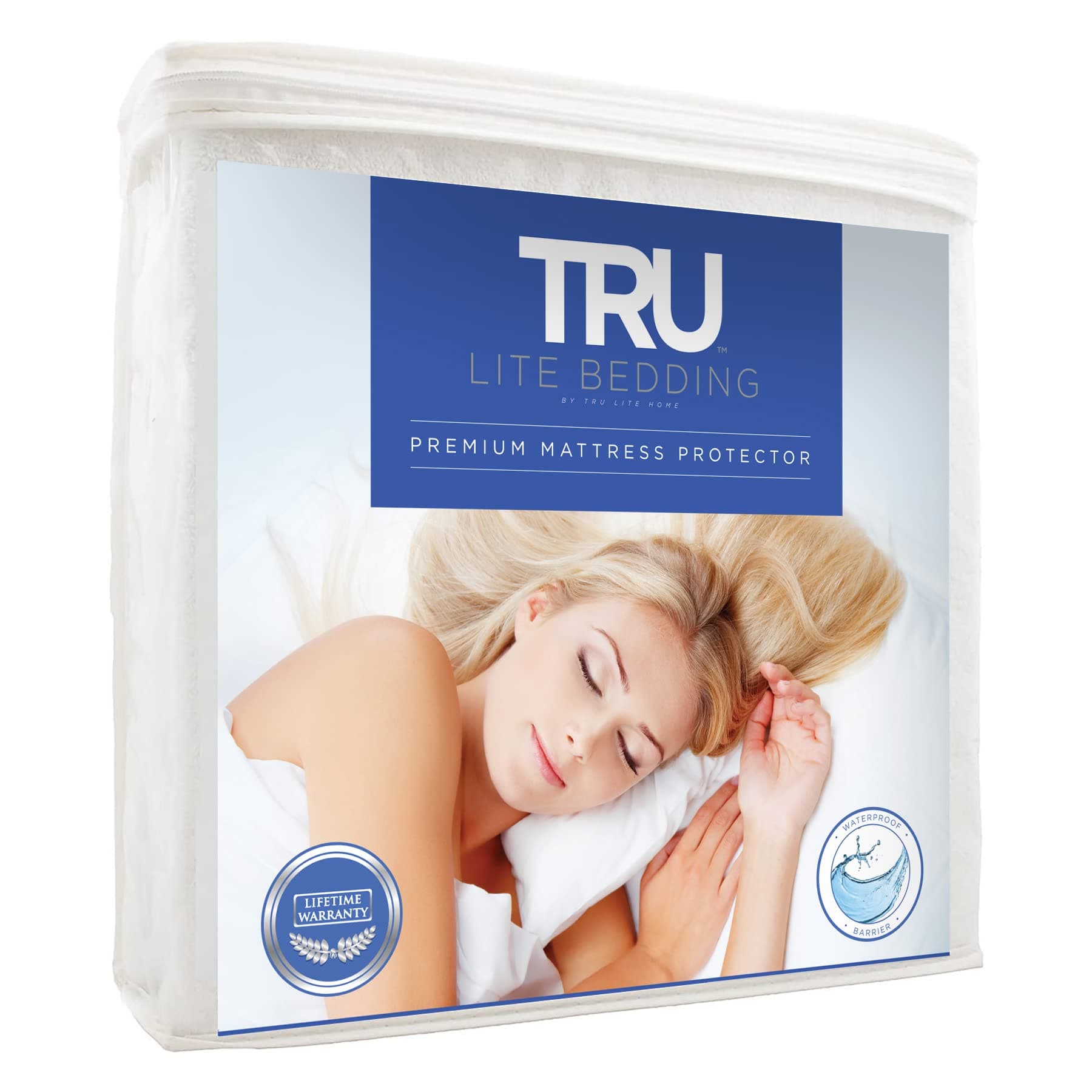 TRU Lite Bedding Queen Waterproof Mattress Protector - Safe & Clean Mattress Cover - Premium Cotton Terry Bed Protector - Protects from Dirt, Stains, Odors