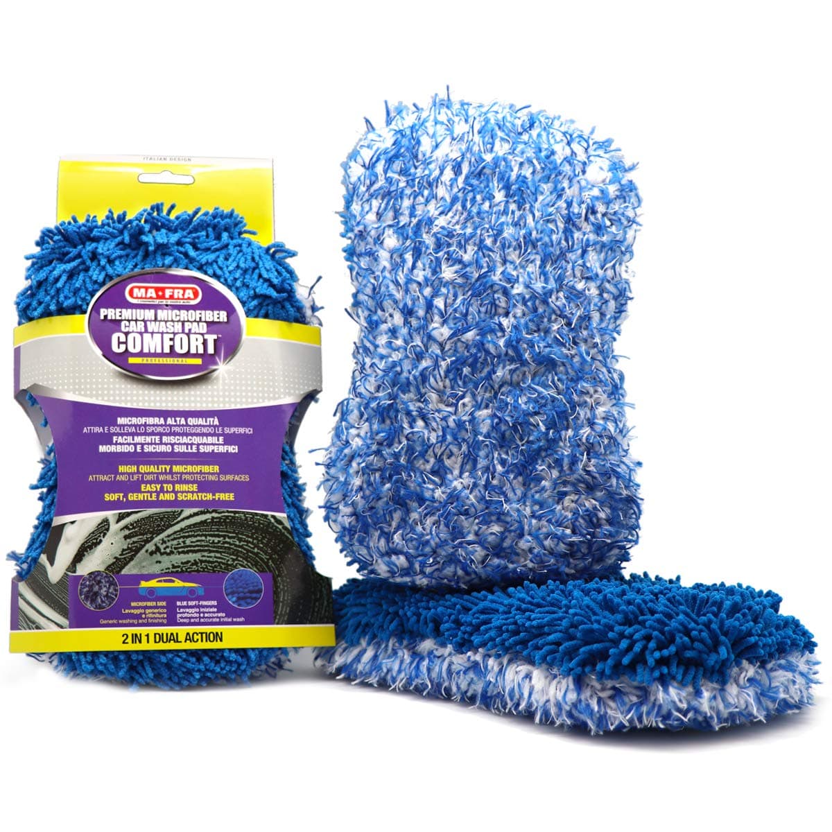 Ma-Fra, Comfort Car Wash Pad, Dual Action Microfibre Cloth, Removes General and Stubborn Dirt, Ideal for Car Body Care
