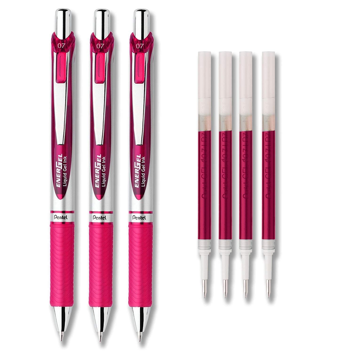 EnerGel Deluxe RTX Liquid Gel Ink Pen Set Kit, with 4 Refills (Pink - 0.7mm) by Pentel