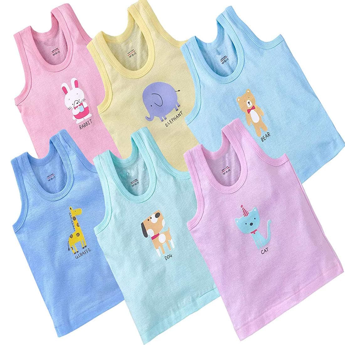 Printed Vest baniyan Cotton Inner wear for Baby Summer wear Sleeveless Undershirts for Kids Sando ganji Tank-Tops Toddler Girls/Boys Pack of 6