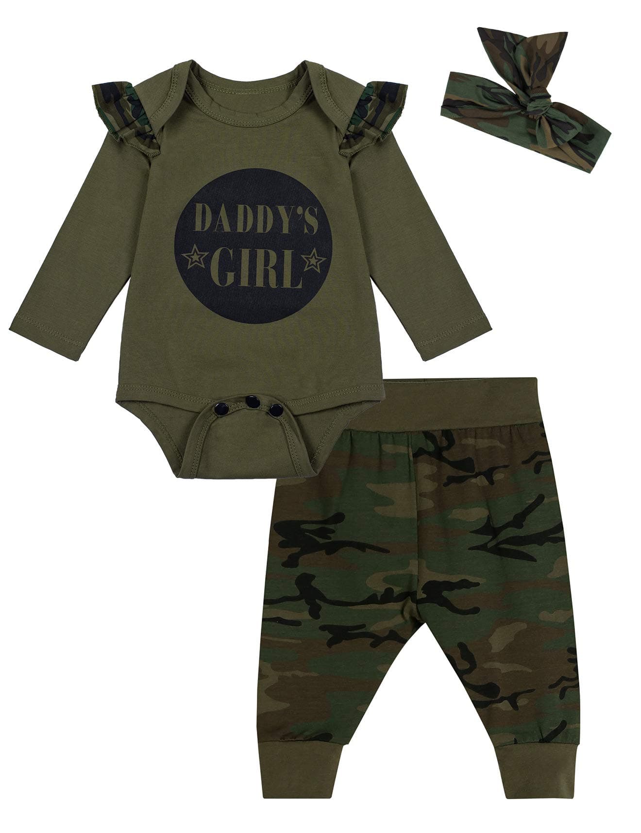 Daddy's Baby Boys Girls Newborn Outfit Set Romper Camouflage Pants
