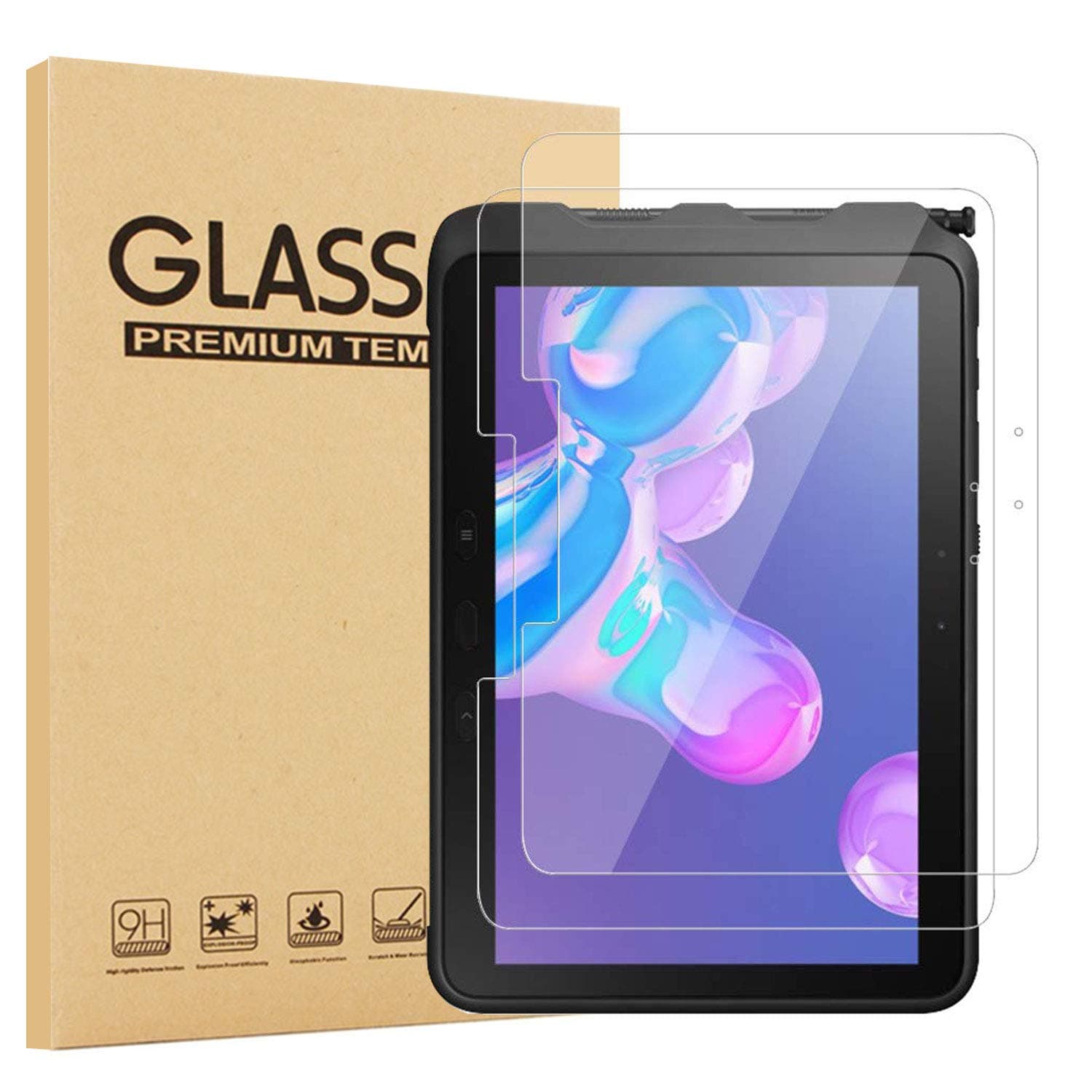 [2-Pack] Glass Screen Protector for Samsung Galaxy Tab Active Pro 10.1 -T540/T545/T547 Released in 2019 - Tempered Glass Film/High Definition / 9H Hardness