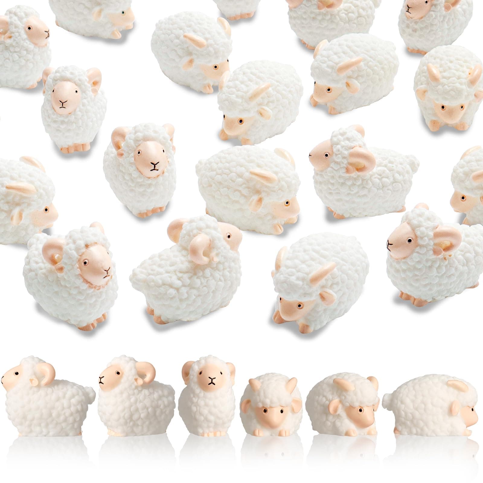 X Hot Popcorn 20PCS Miniature Sheep Figurines Sheep Cake Topper White Sheep Model Mini Animal Model for Flower Pot Fairy Garden Decoration