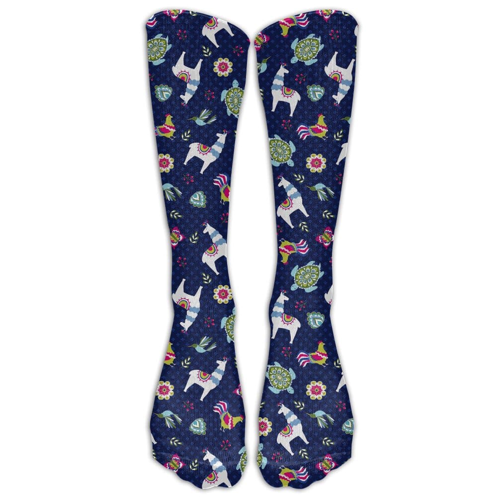 Floral Llama Cock Turtle Novelty Long Socks Sport Stocking For Women & Men