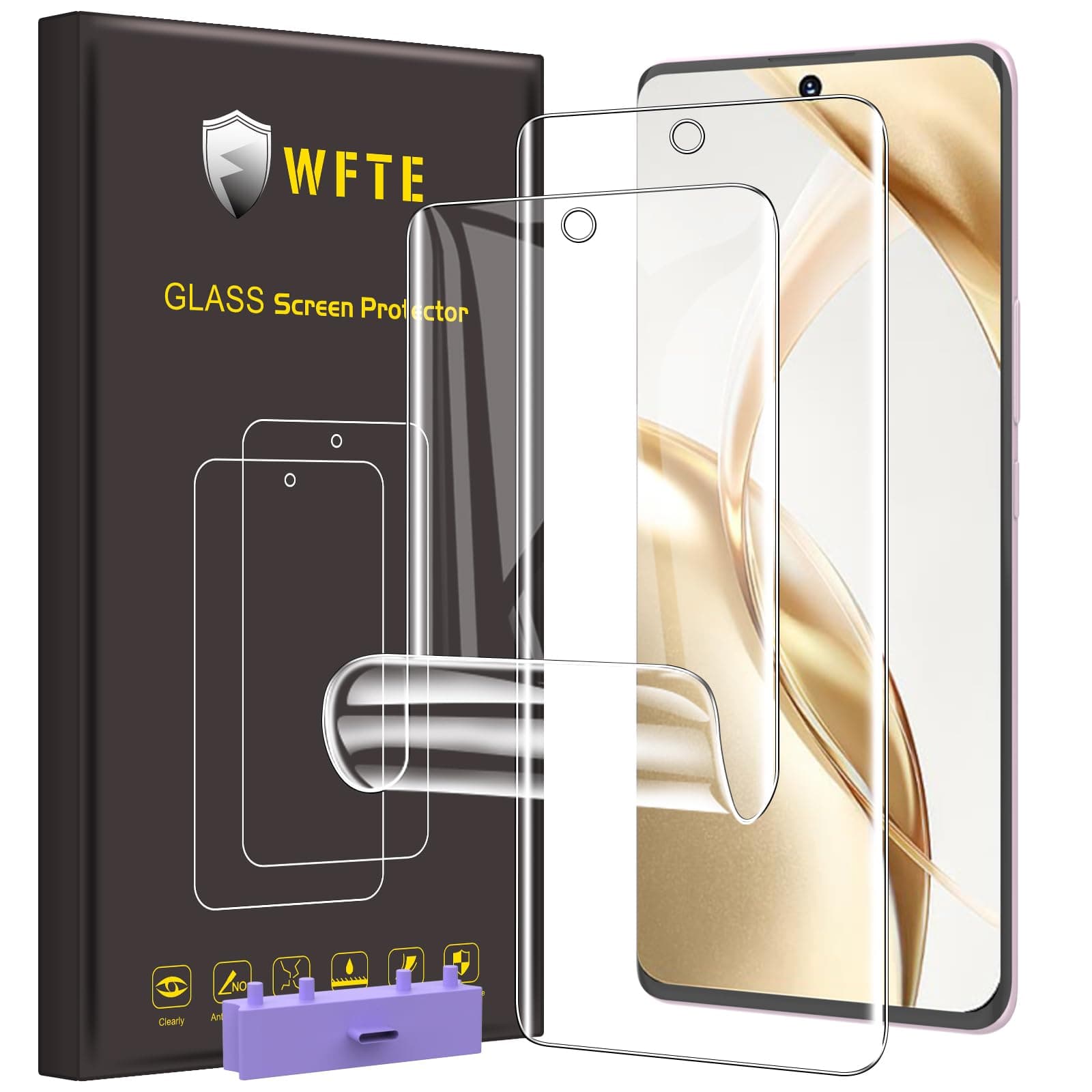 WFTE Screen Protector for HONOR 200 5G,[2- Pack] Flexible TPU Film Screen Protector [Full Coverage] [HD Clear] [Bubble Free][Fingerprint unlock support](Transparent)