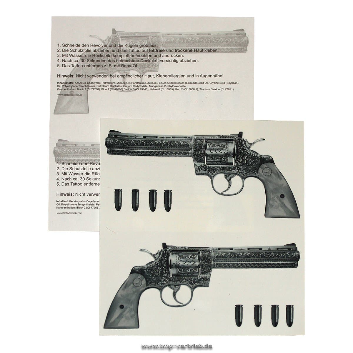 2 x Gun Tattoo - 2 Guns Tattoo - Gangster Revolver Tattoo (2)