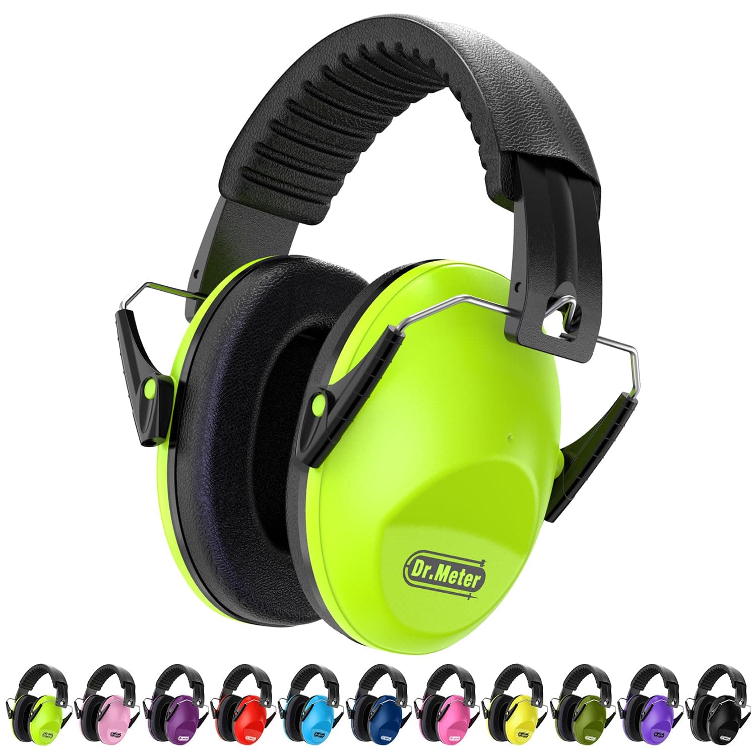 Dr.meter Ear Defenders Children, Kids Ear Defenders SNR 27.4dB Noise Cancelling Headphones for Kids Autism Sensory, Adjustable Headband, Hearing Protection for Fireworks Monster Truck Concert Green