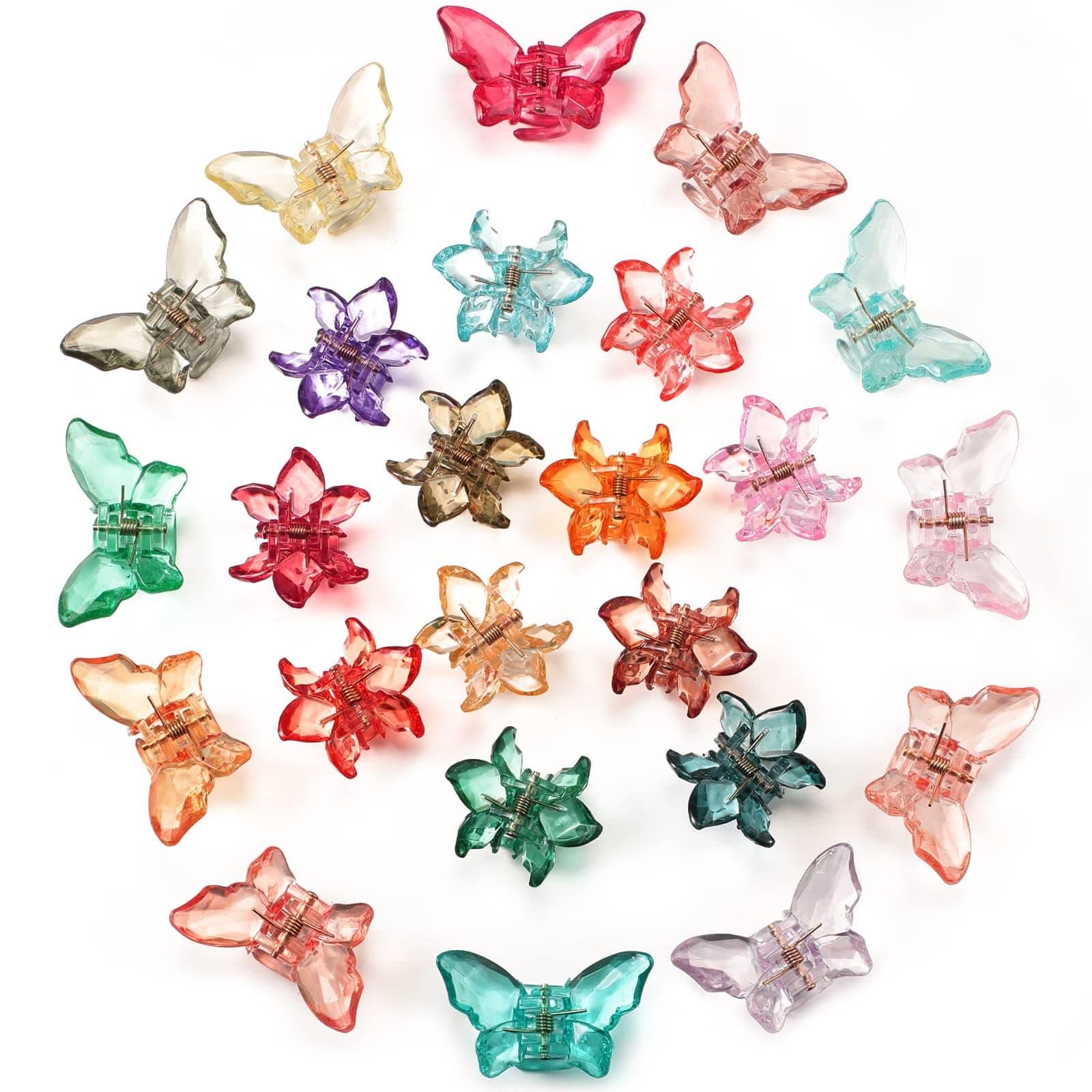 24 Pieces Butterfly Hair Clips Clear Hair Claw Clips Flower Clear Butterfly Clips Beautiful Flower Jaw Clips Colorful Hair Jaw Clamps Non Slip Cute Hair Accessories for Girls and Women Christmas Gifts