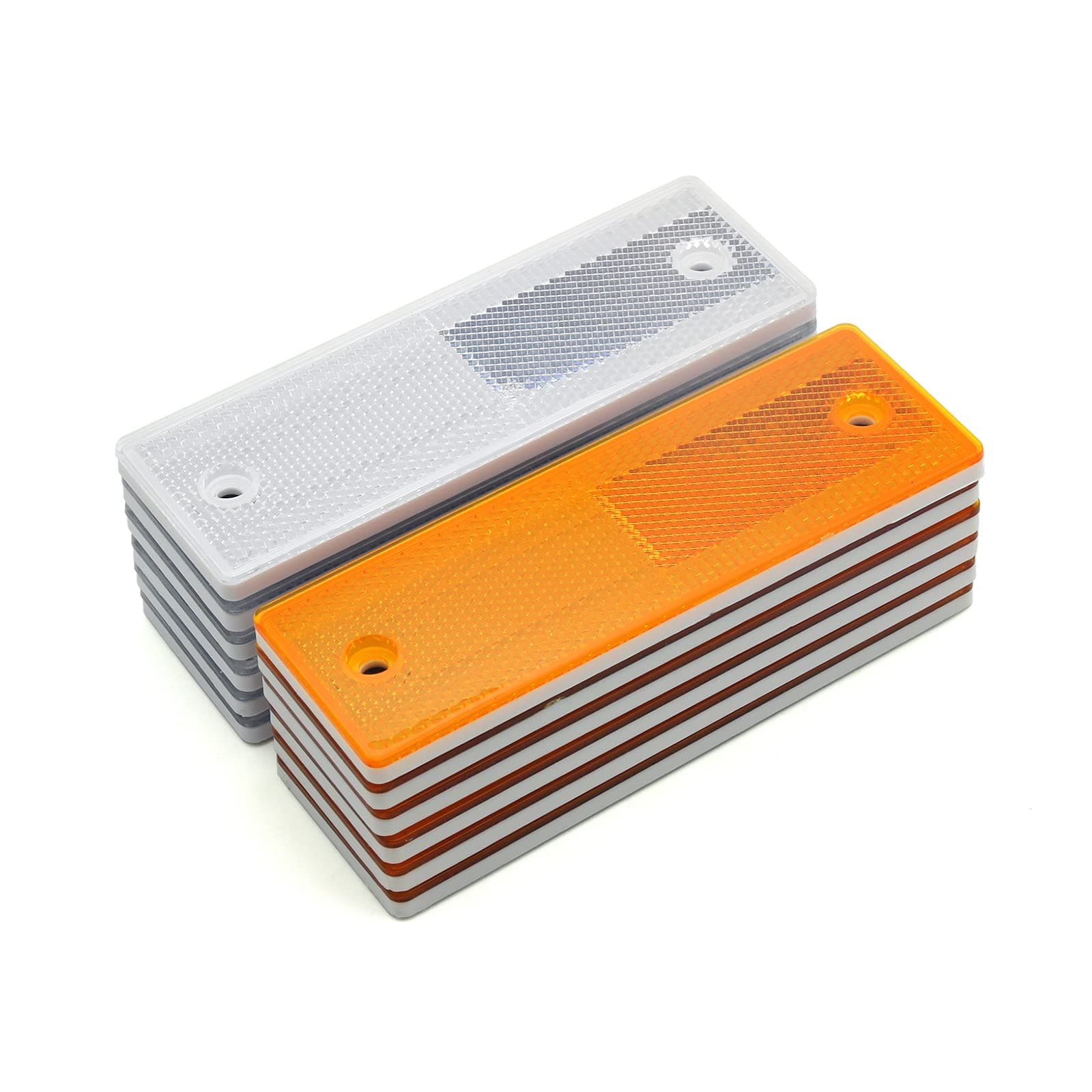 6" Rectangular Stick-on/Screw Mount Reflectors (Kit 4/White+Yellow)